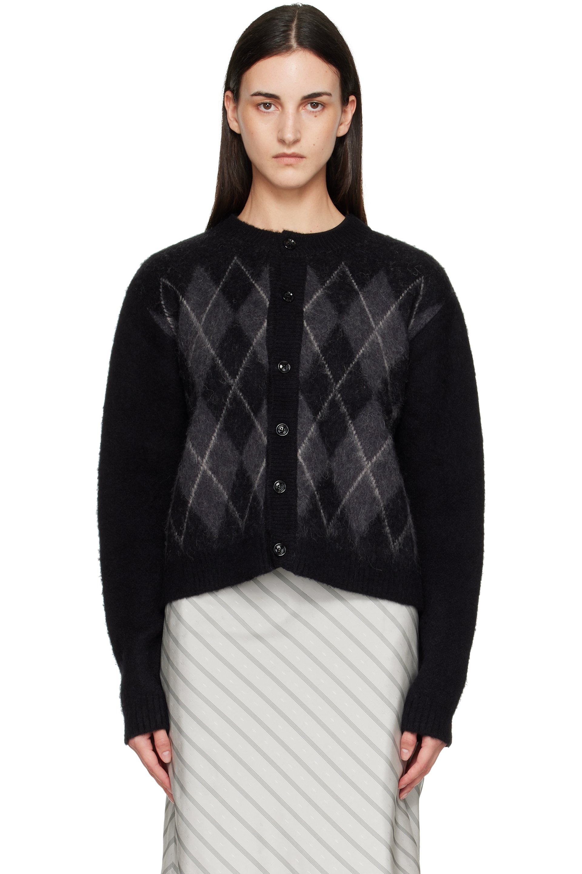 TONYWACK - Black Brushed Argyle Cardigan