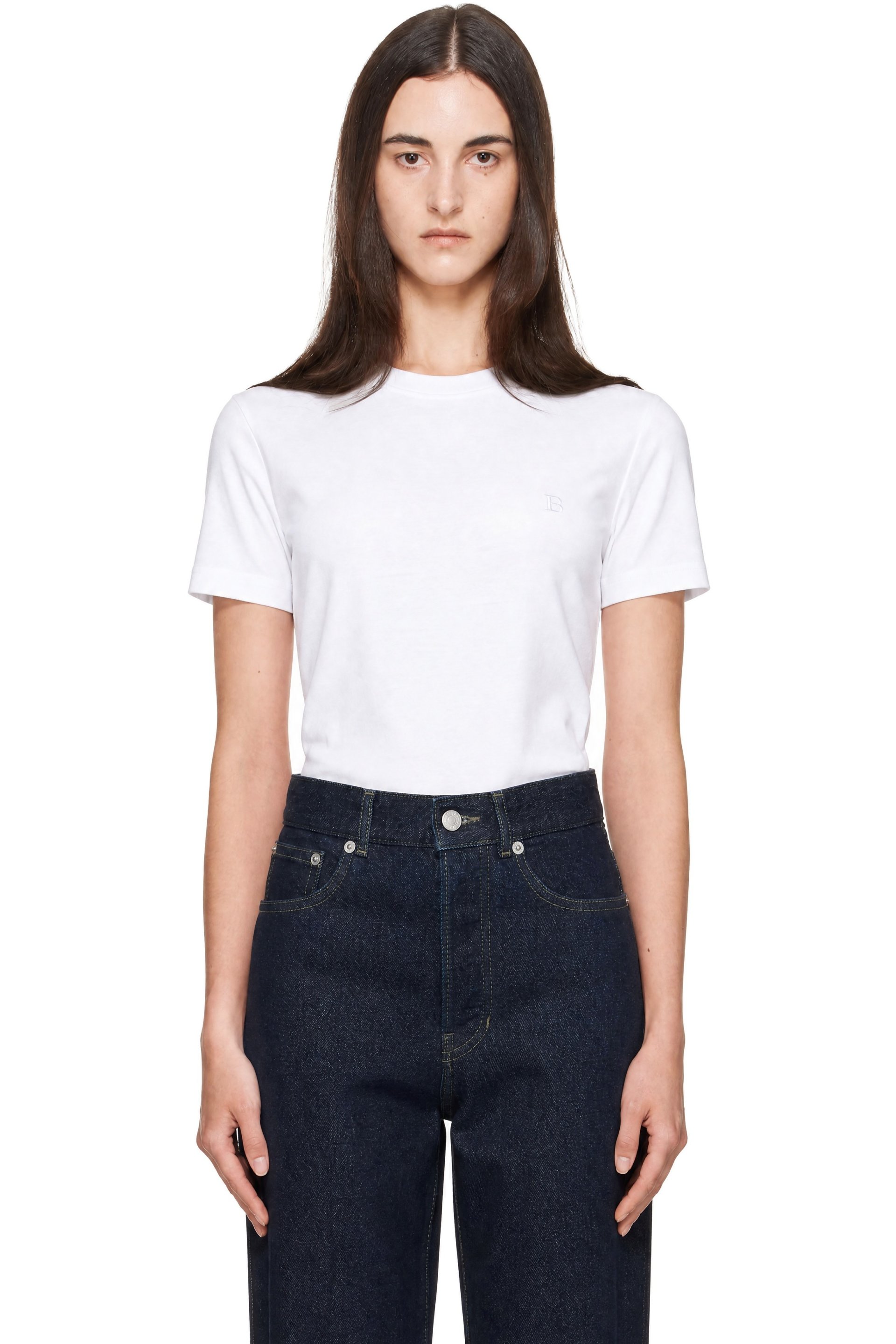 BALMAIN - White S/S Mini Embroidered Jersey T-shirt