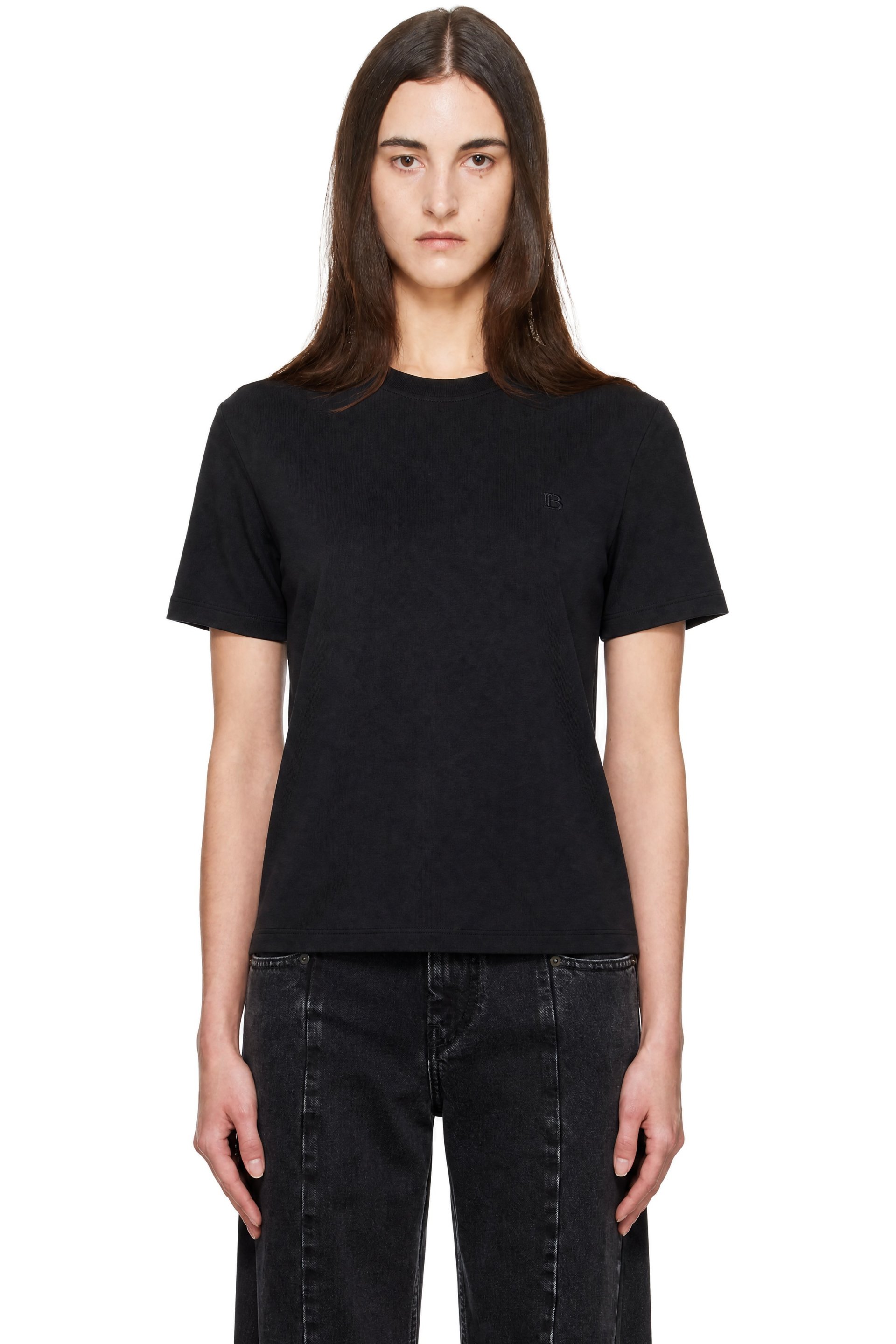 BALMAIN - Black S/S Mini Embroidered Jersey T-shirt