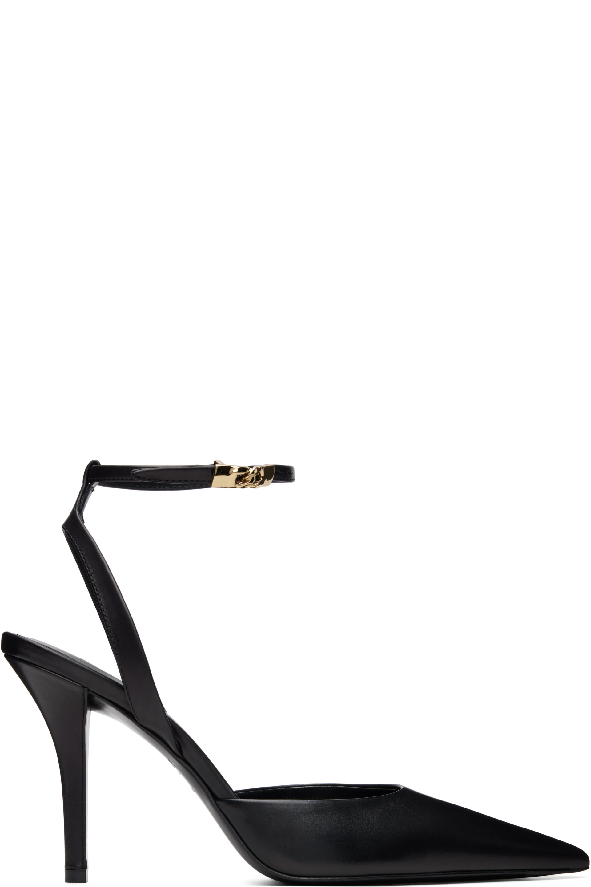 BALMAIN - Black Leather Strappy Heels