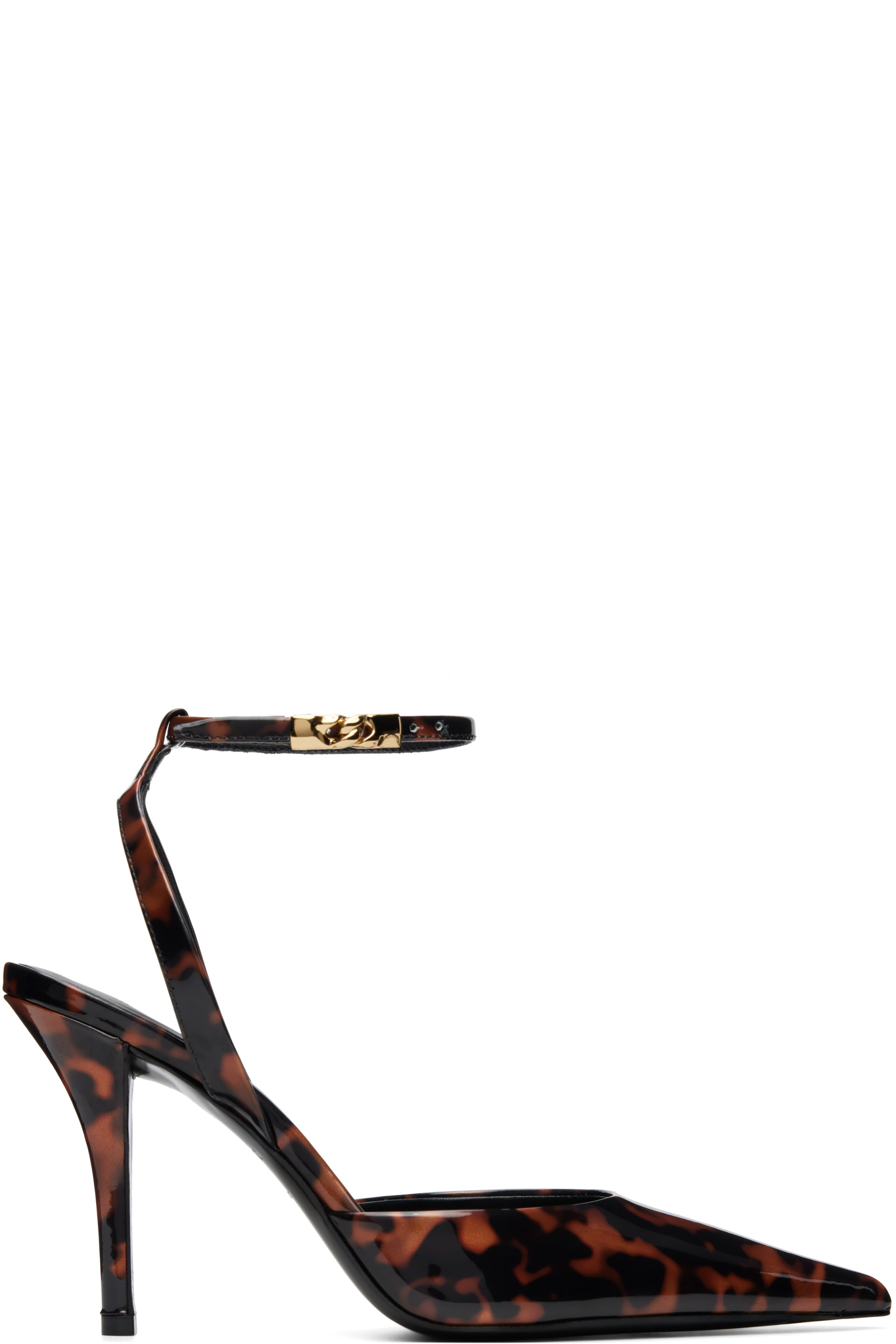 BALMAIN - Brown Printed Patent Leather Strappy Heels