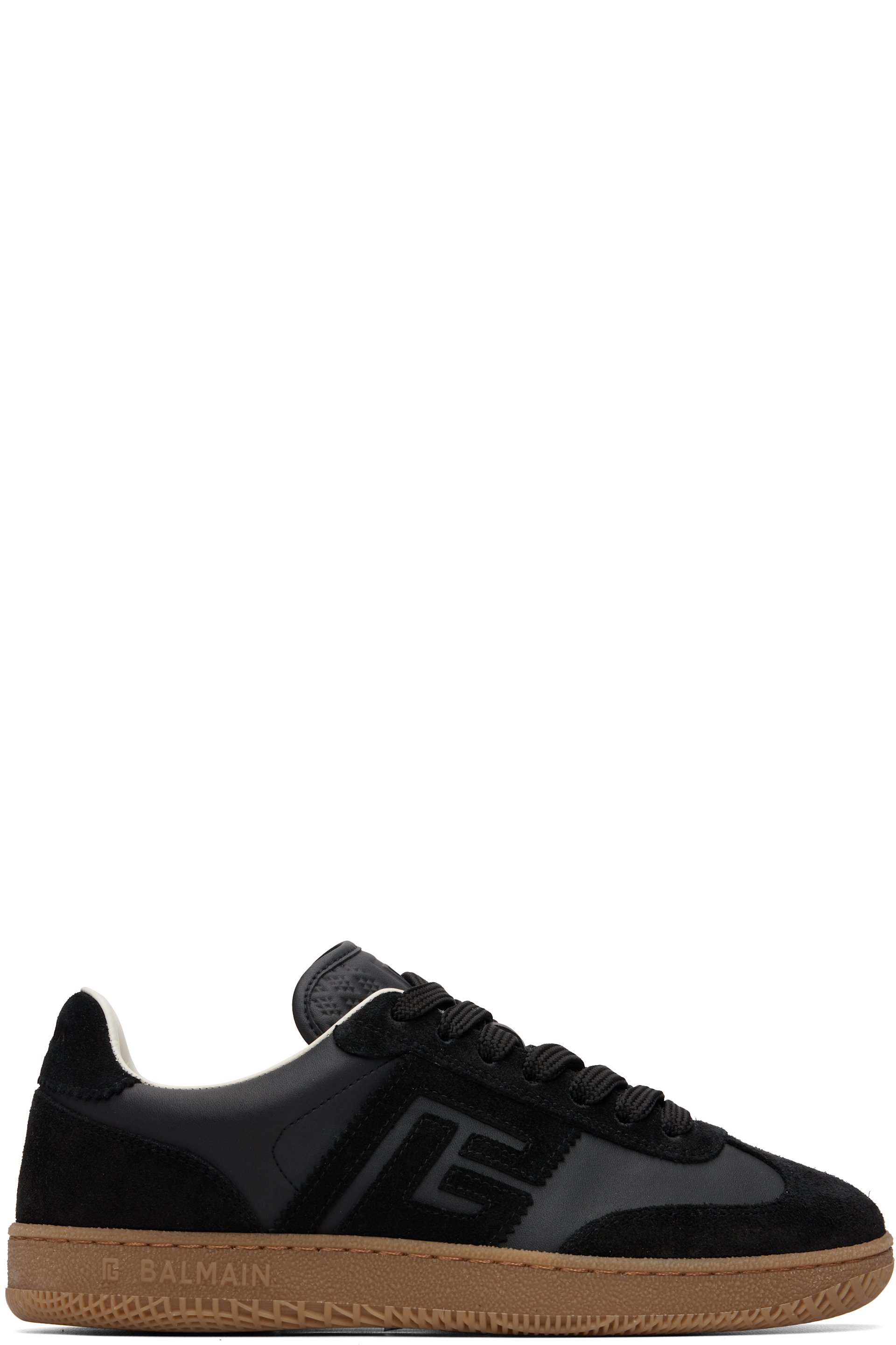BALMAIN - Black Suede & Smooth Leather 'Balmain Swan' Sneakers