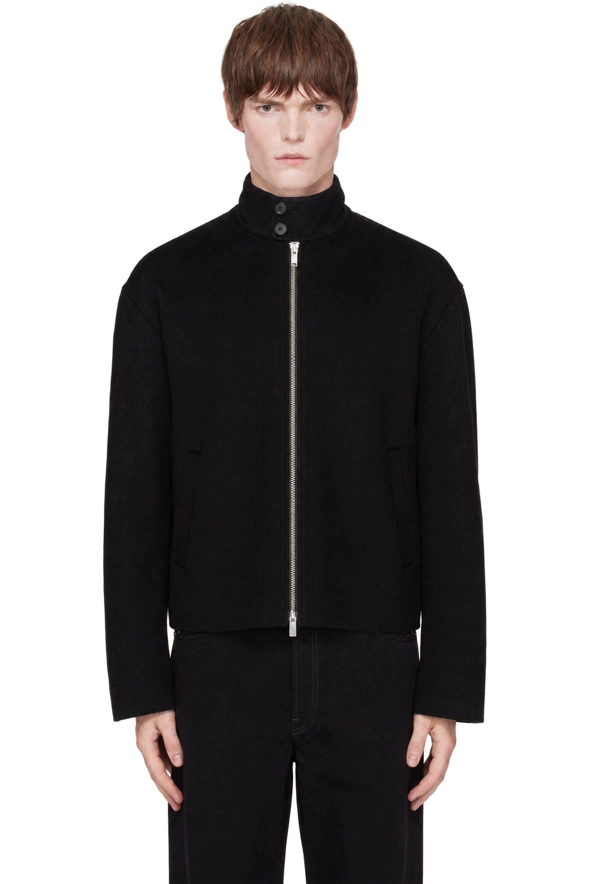 TONYWACK - Black Wool & Cashmere Handmade Harrington Jacket