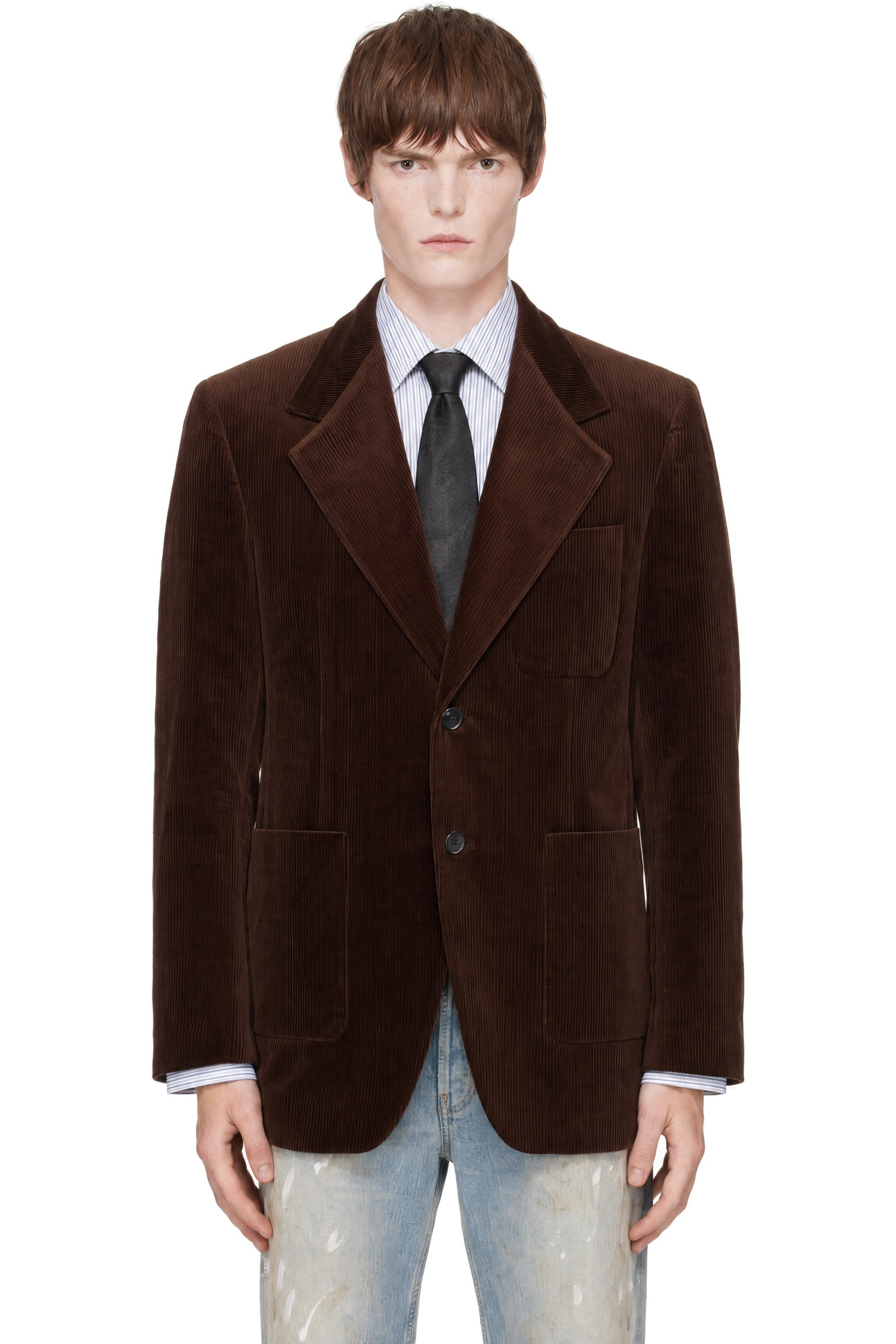 TONYWACK - Brown Corduroy Single-Breasted Tailored Blazer