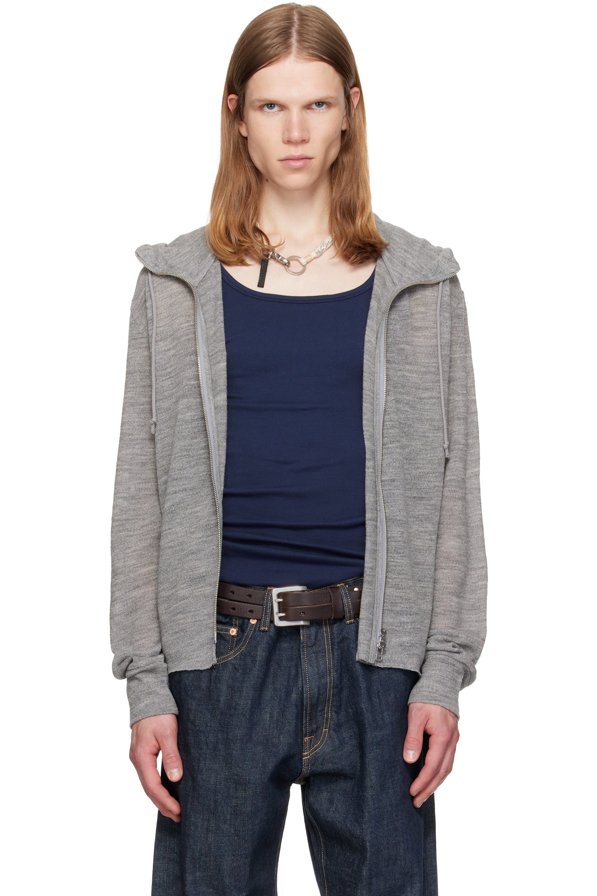TONYWACK - Gray Light Wool Zip Hoodie