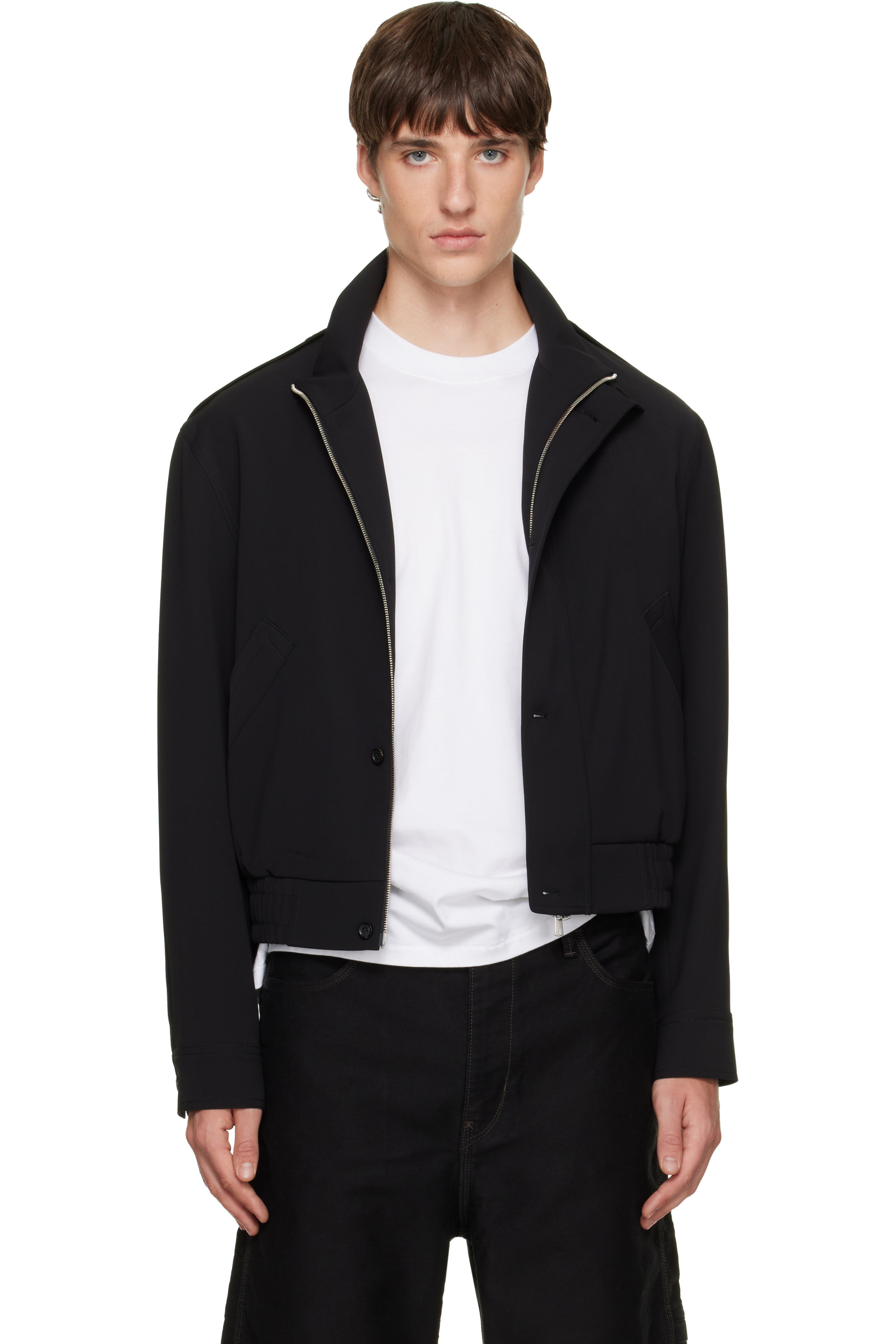 TONYWACK - Black Stand Collar Epaulette Jacket