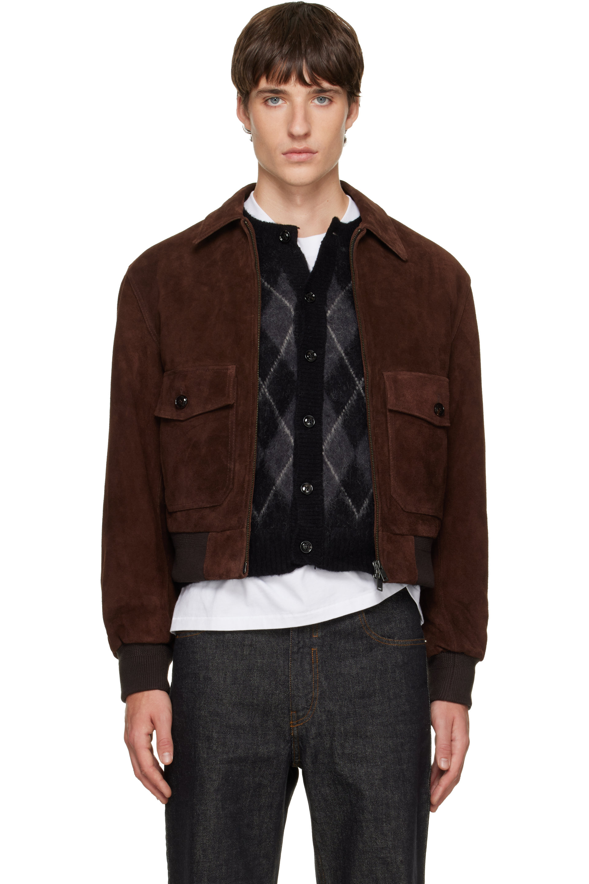 TONYWACK - Brown Split Patch Pocket Suede Jacket