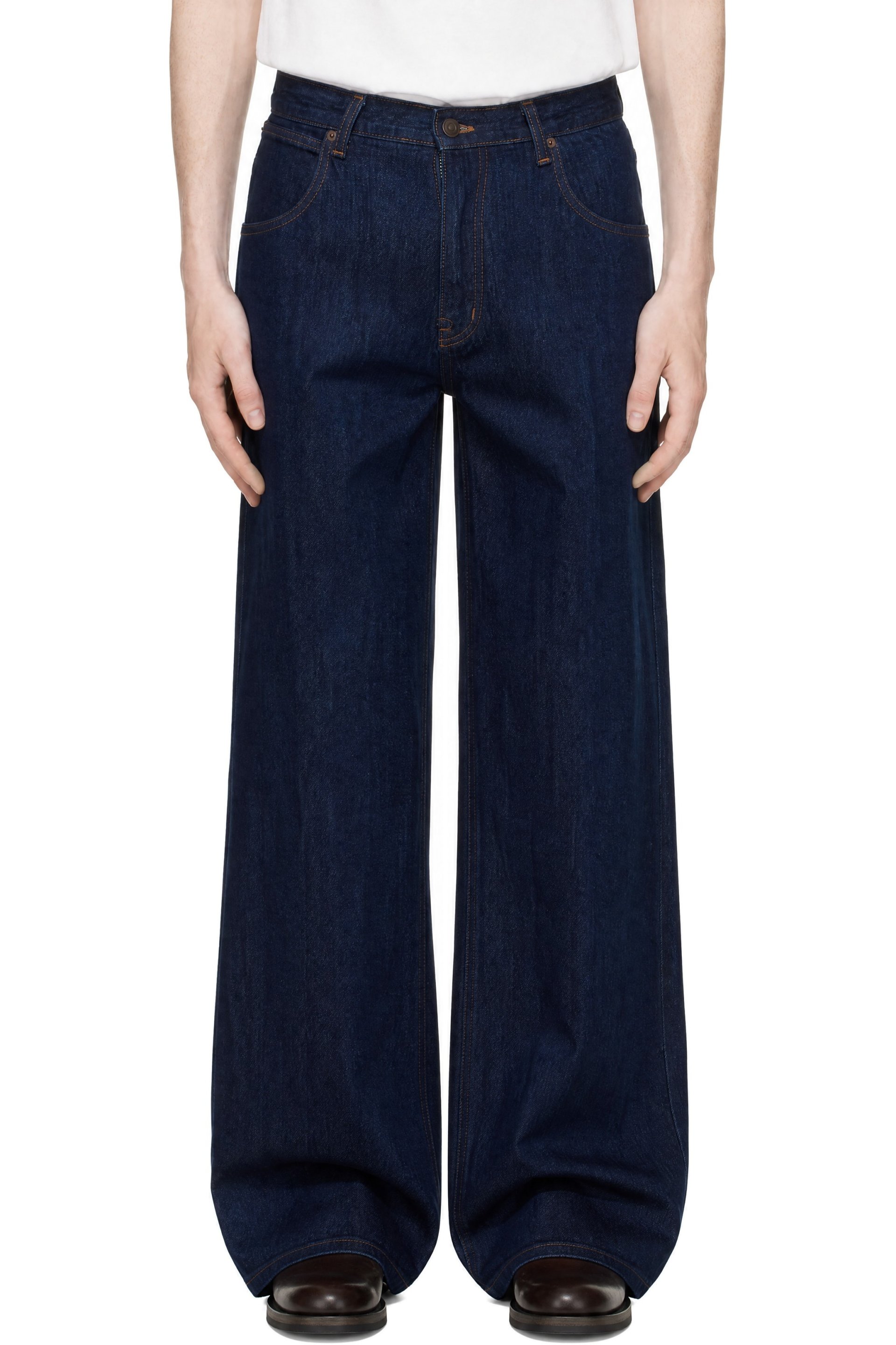 TONYWACK - Navy Flared-Leg Denim Jeans