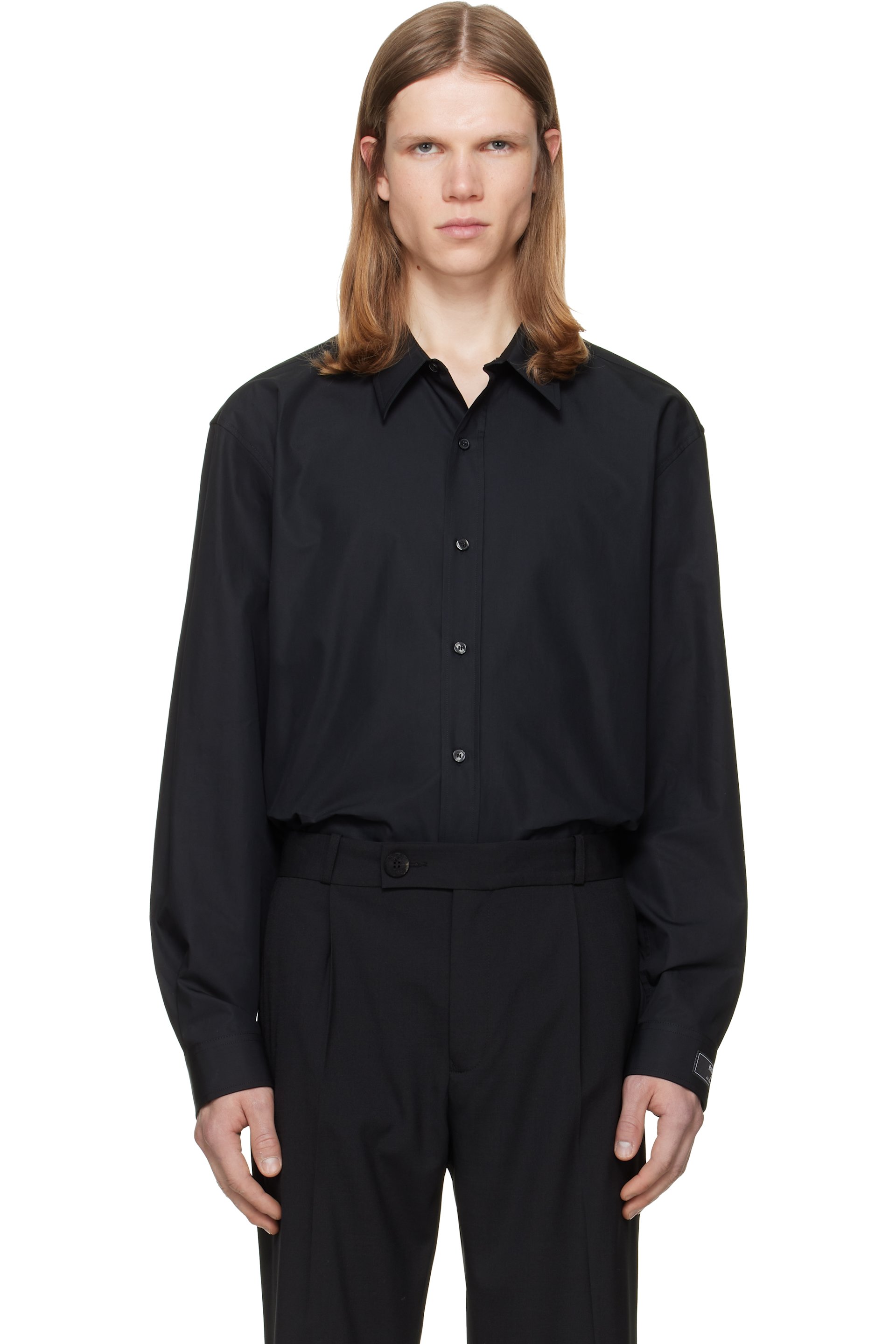 BALMAIN - Black 'Balmain Paris' Cotton Poplin Shirt