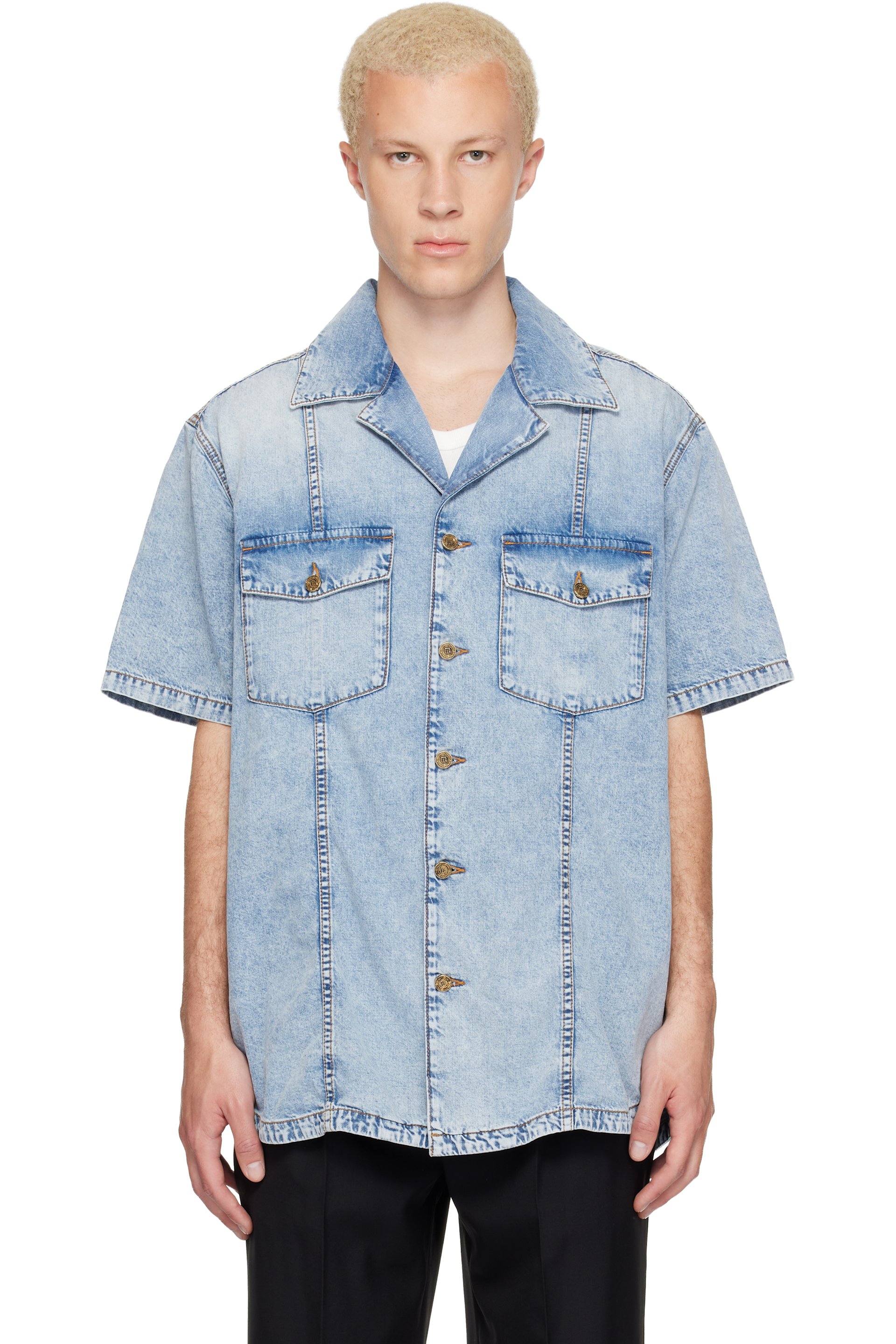 Balmain - Chemise bleue en denim
