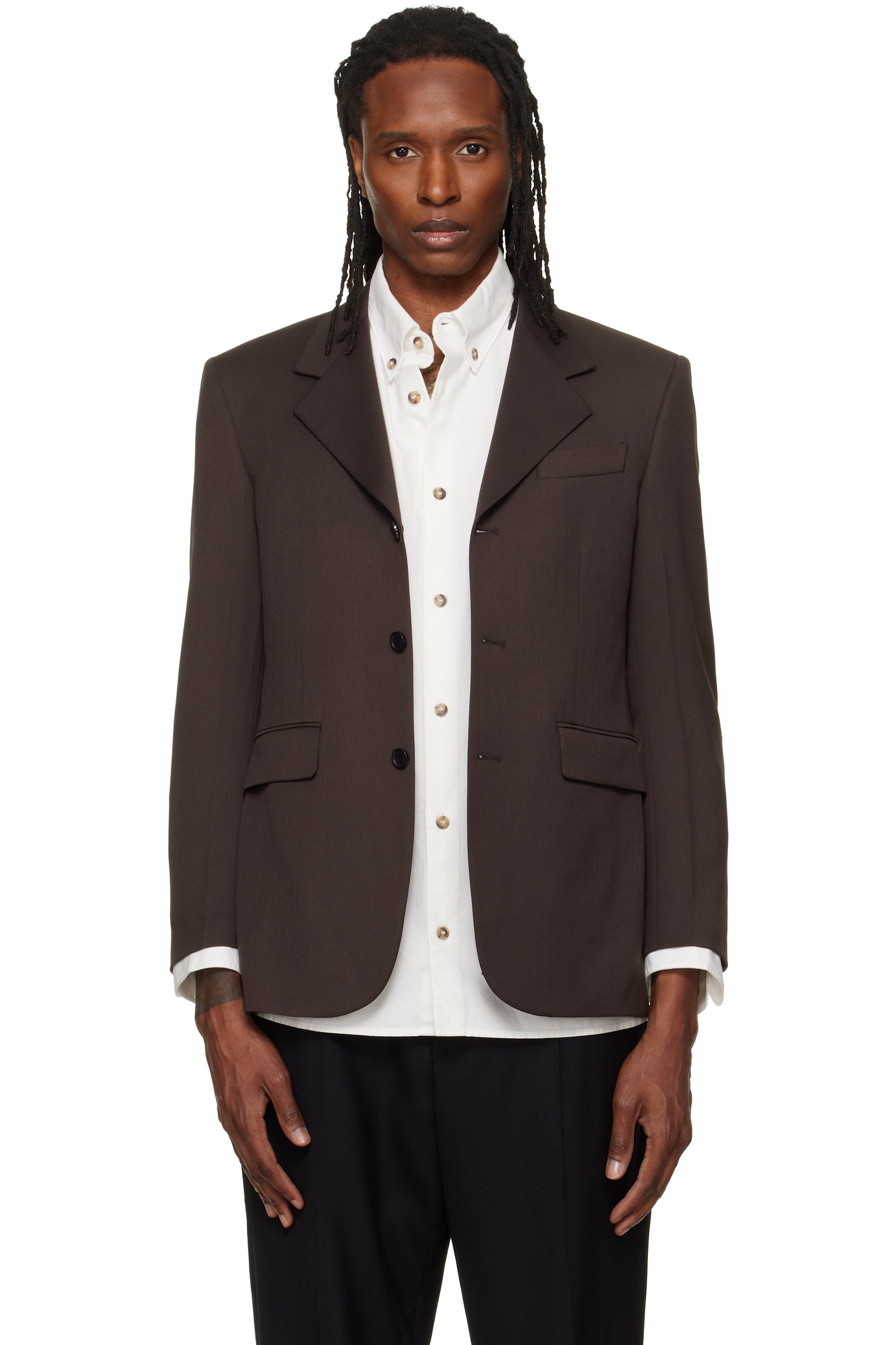TONYWACK - Brown Wool-Blend Tailored Blazer