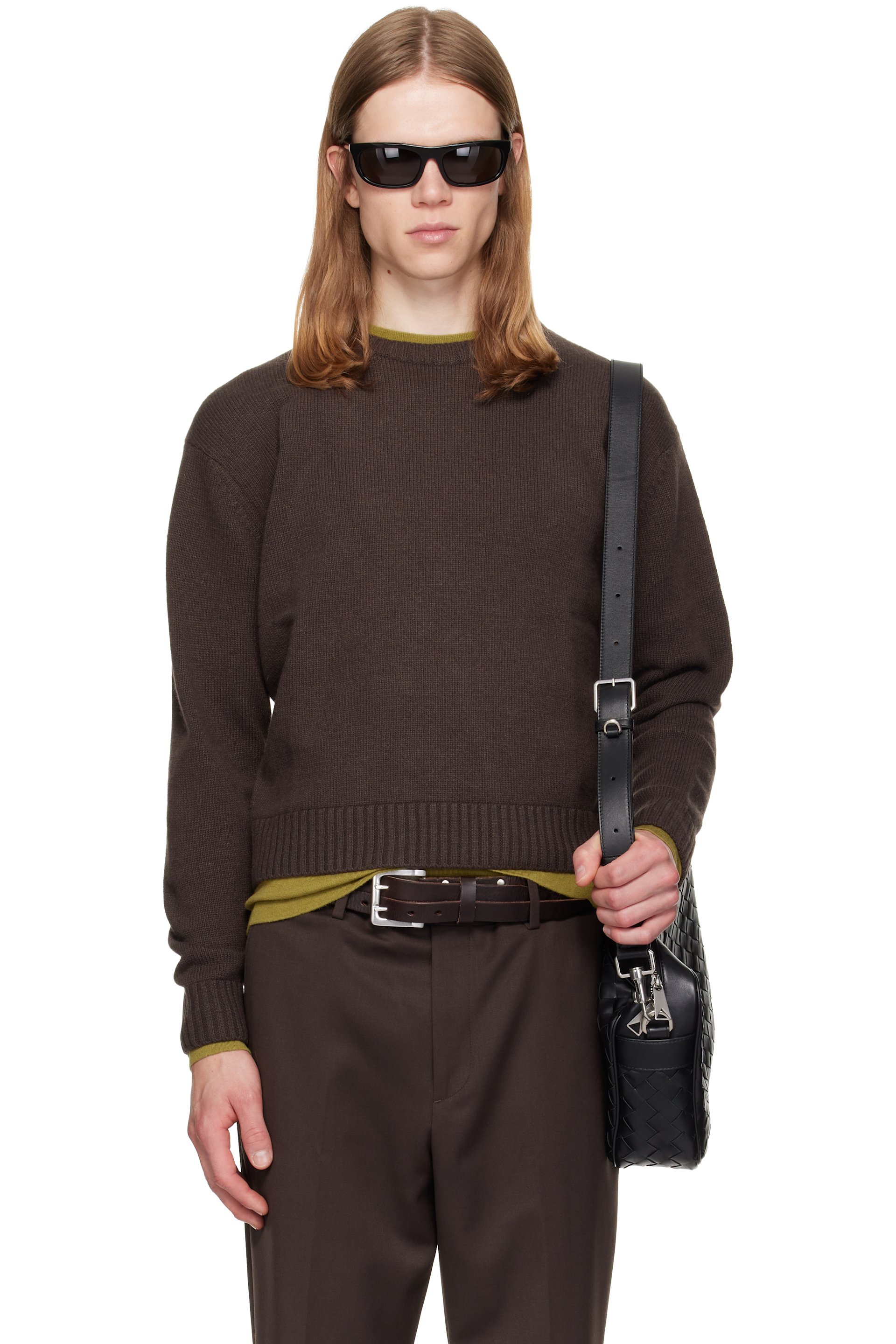 TONYWACK - Brown Wool & Silk Layered Sweater