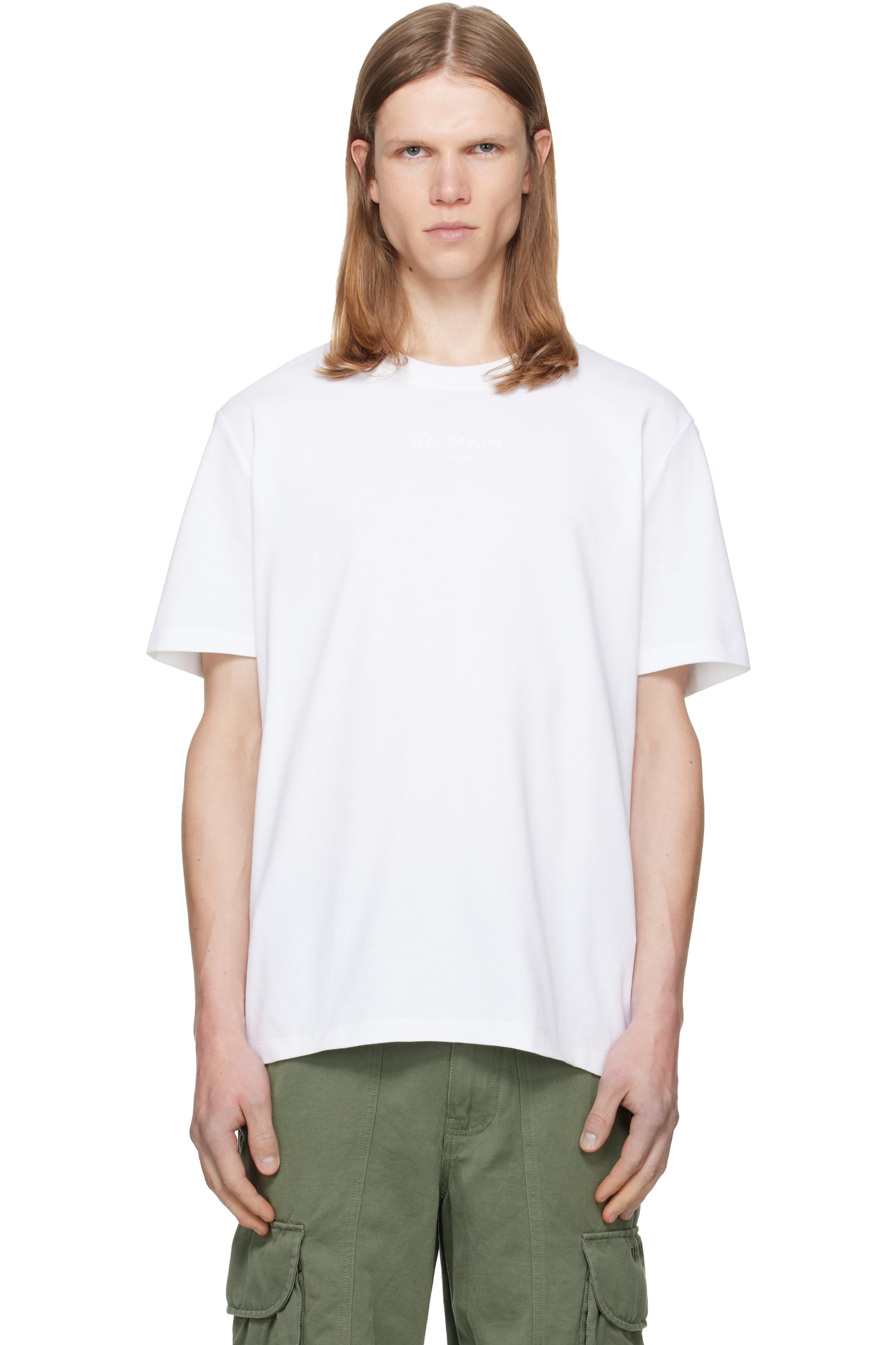 BALMAIN - White Embroidered 'Balmain Paris' T-shirt