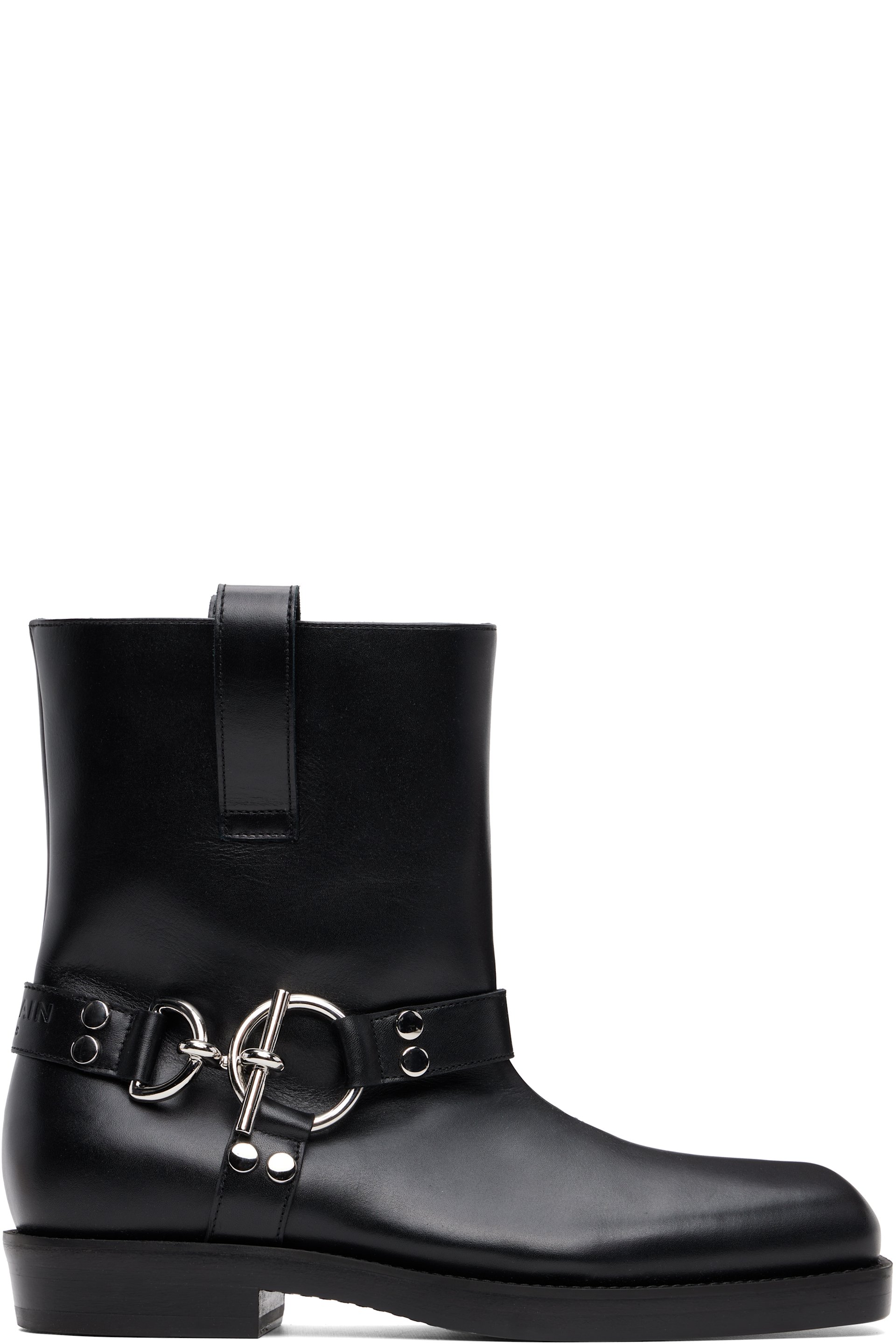 BALMAIN - Black T-Bar Calfskin Ankle Boots