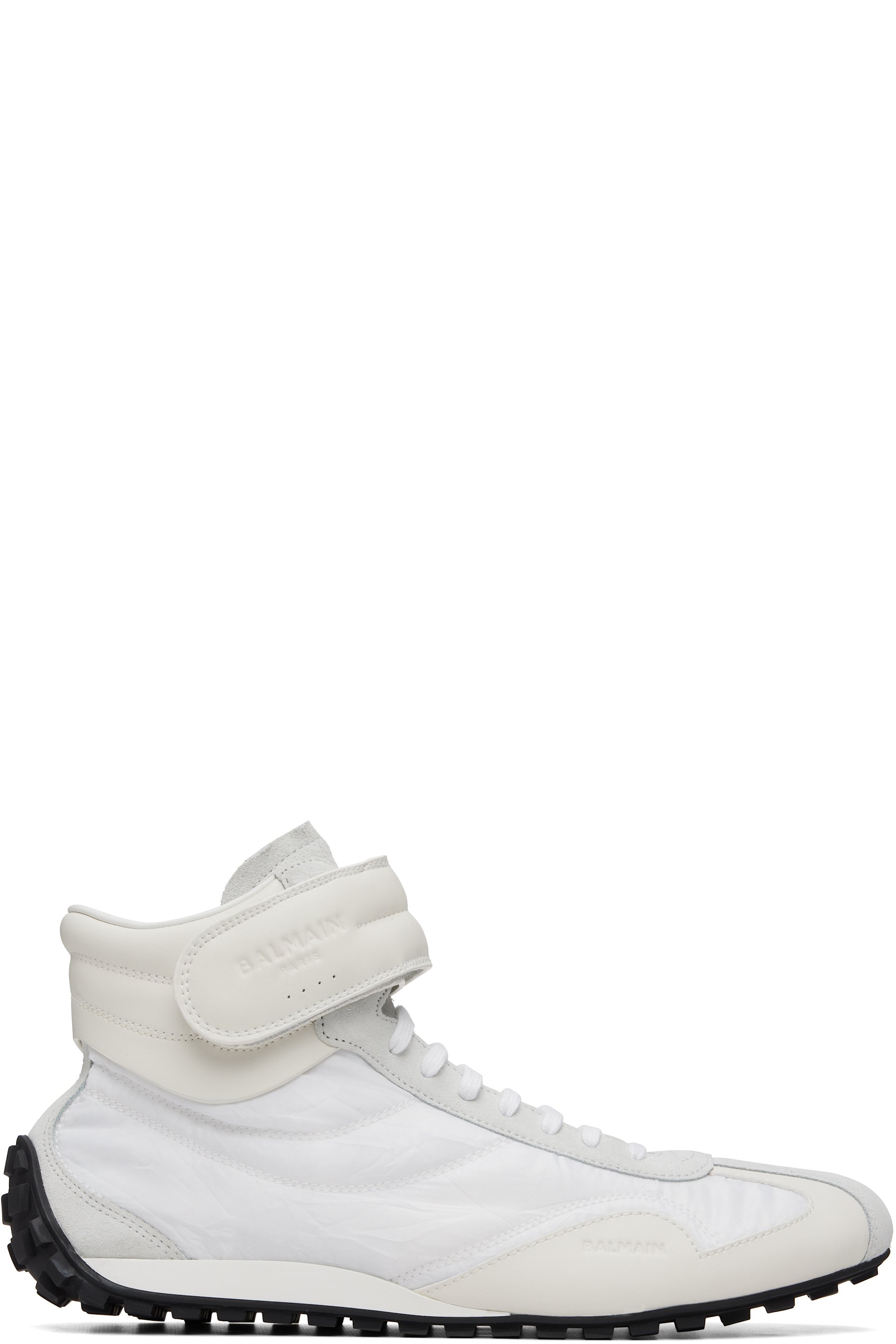 BALMAIN - White Racing Mid-Top Sneakers
