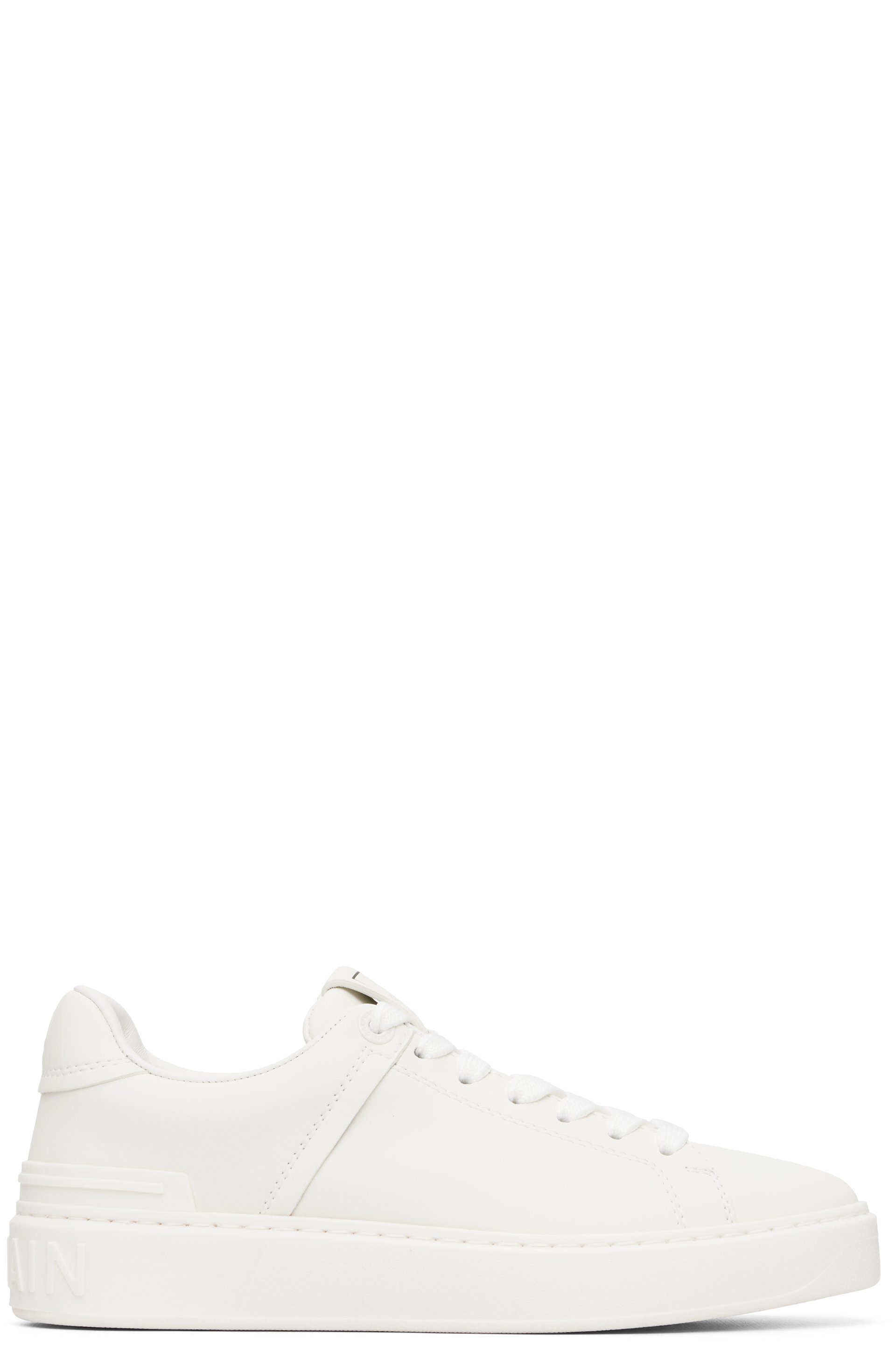 BALMAIN - White B-Court Calfskin Sneakers
