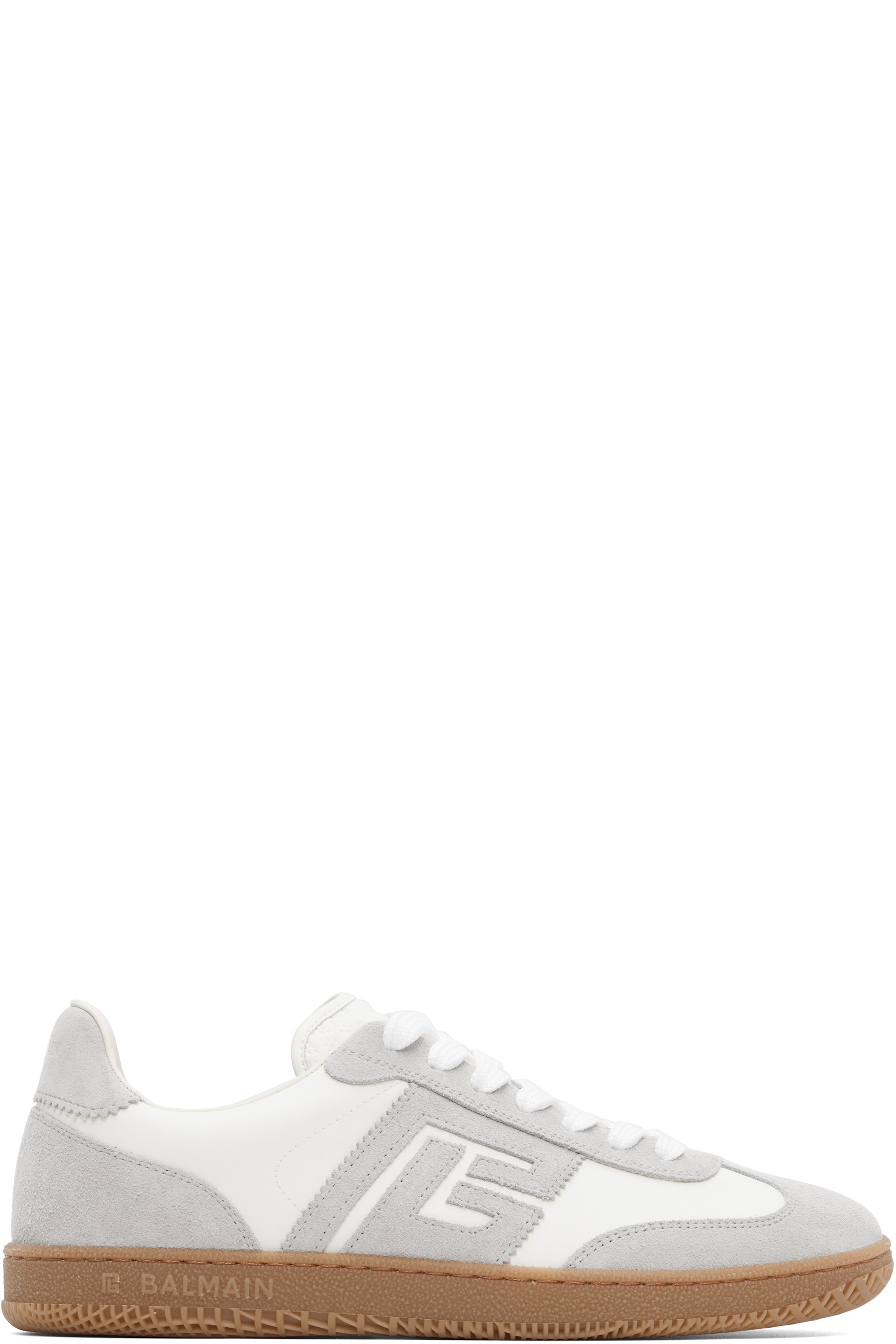 BALMAIN - Gray & White 'Balmain Swan' Suede Sneakers