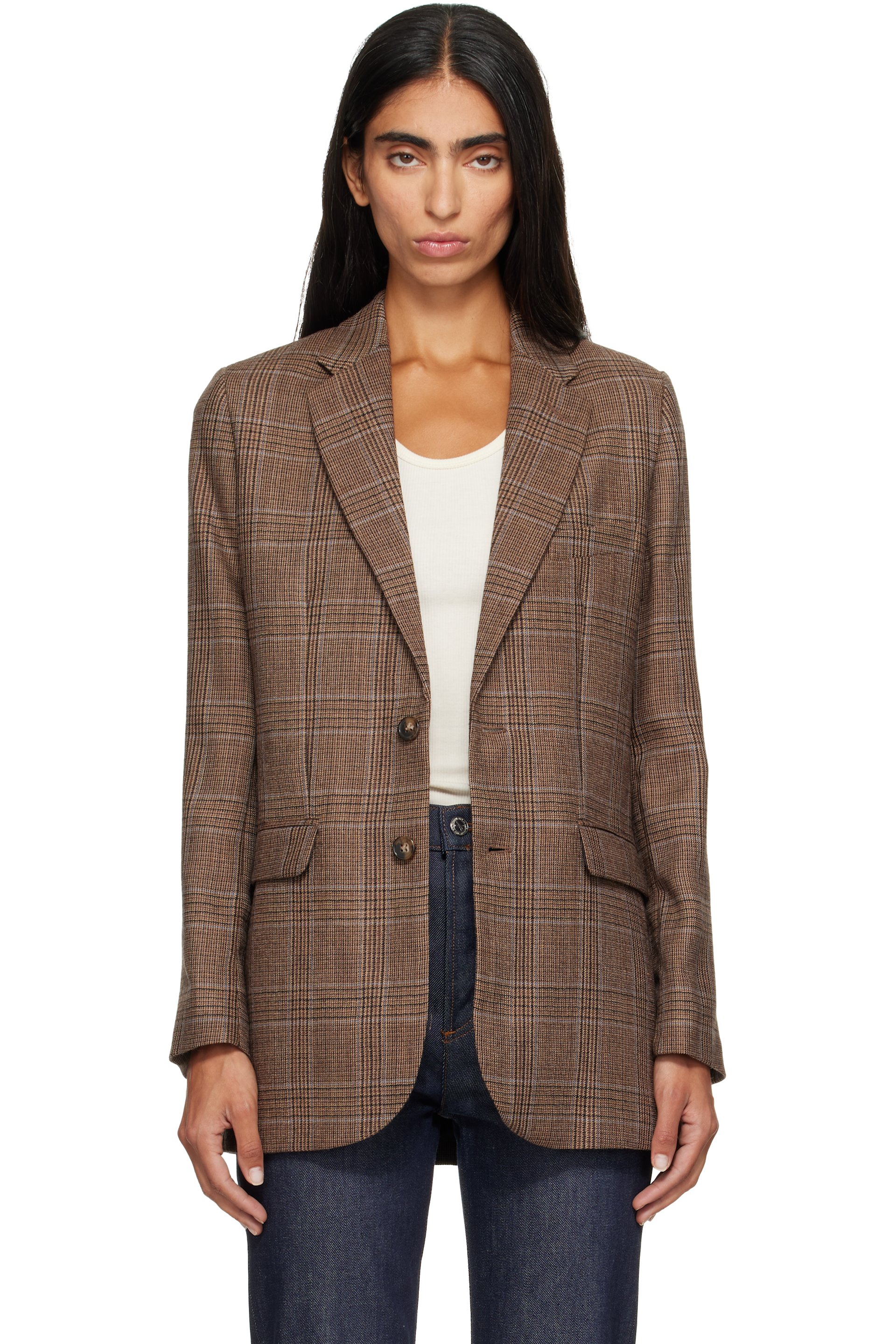 A.P.C. - Brown Check Wool Blazer