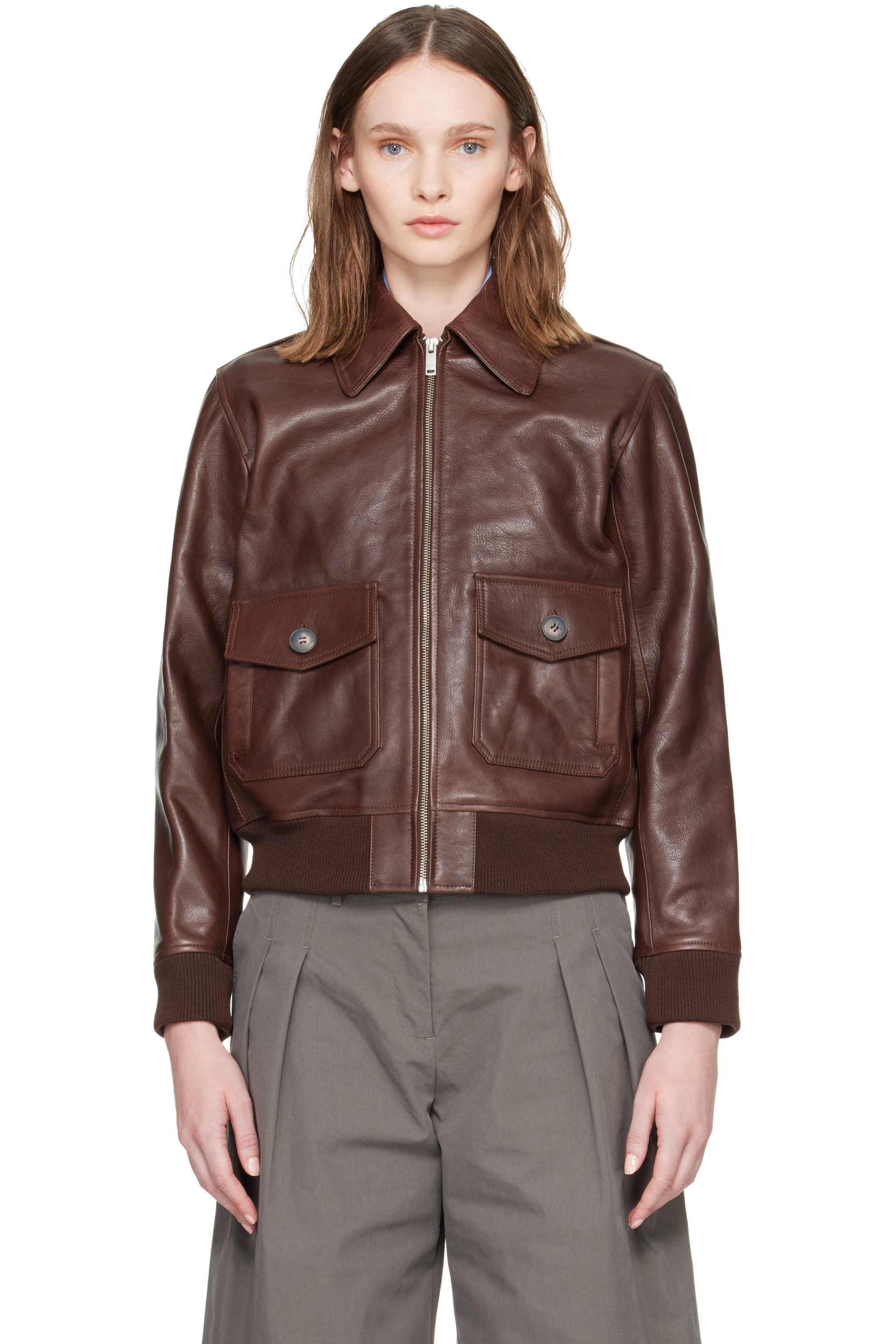A.P.C. - Brown Gael Leather Jacket
