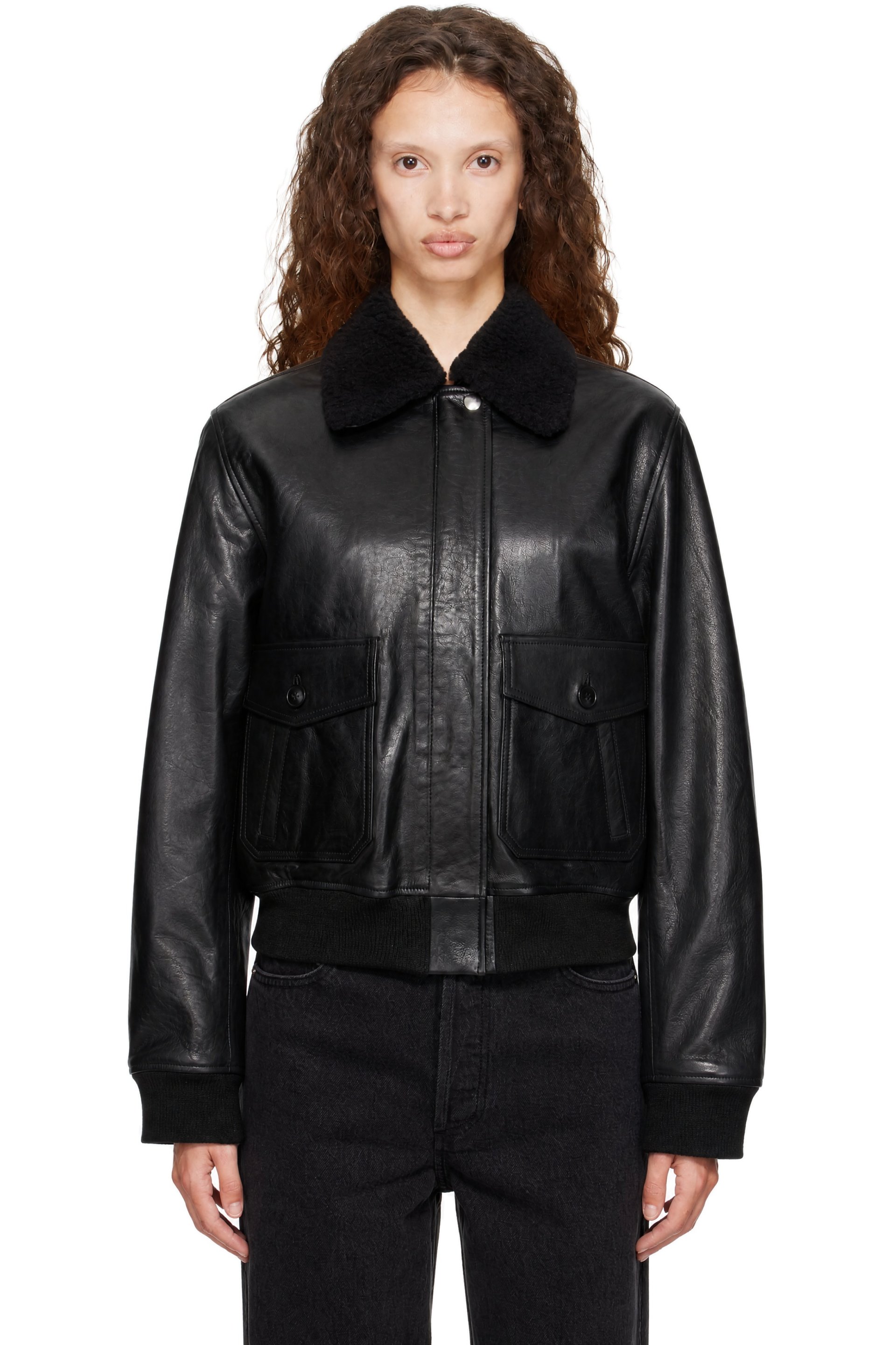A.P.C. - Blouson aviateur Amelia noir en cuir