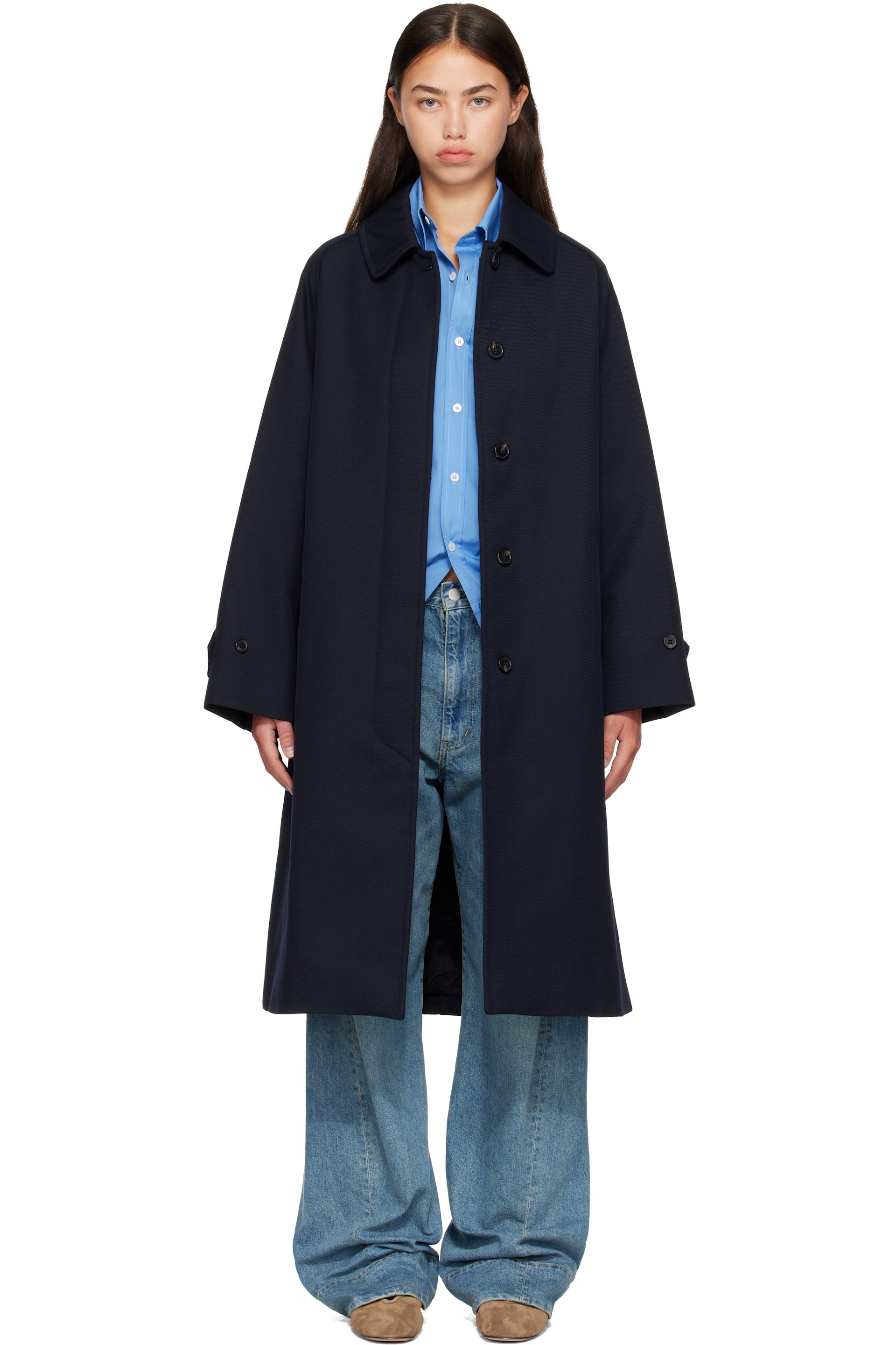 A.P.C. - Navy Water-Repellent Wool Coat