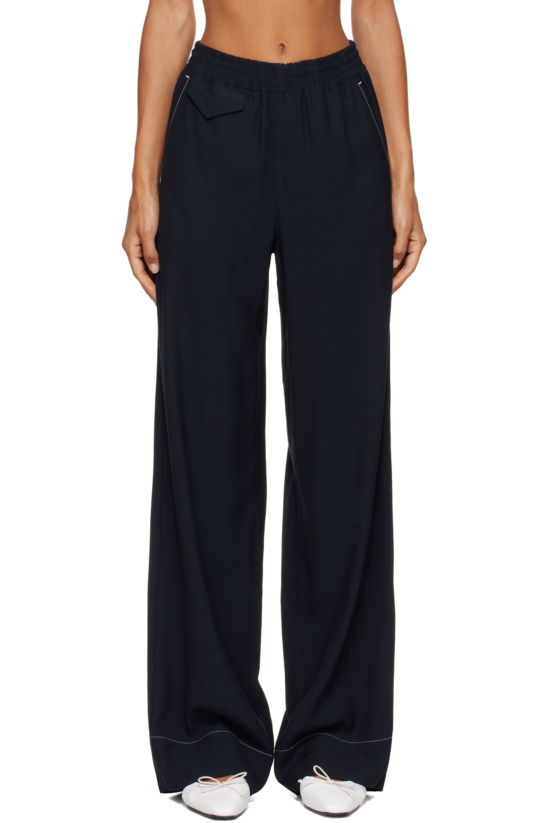 A.P.C. - Navy Topstitched Trousers