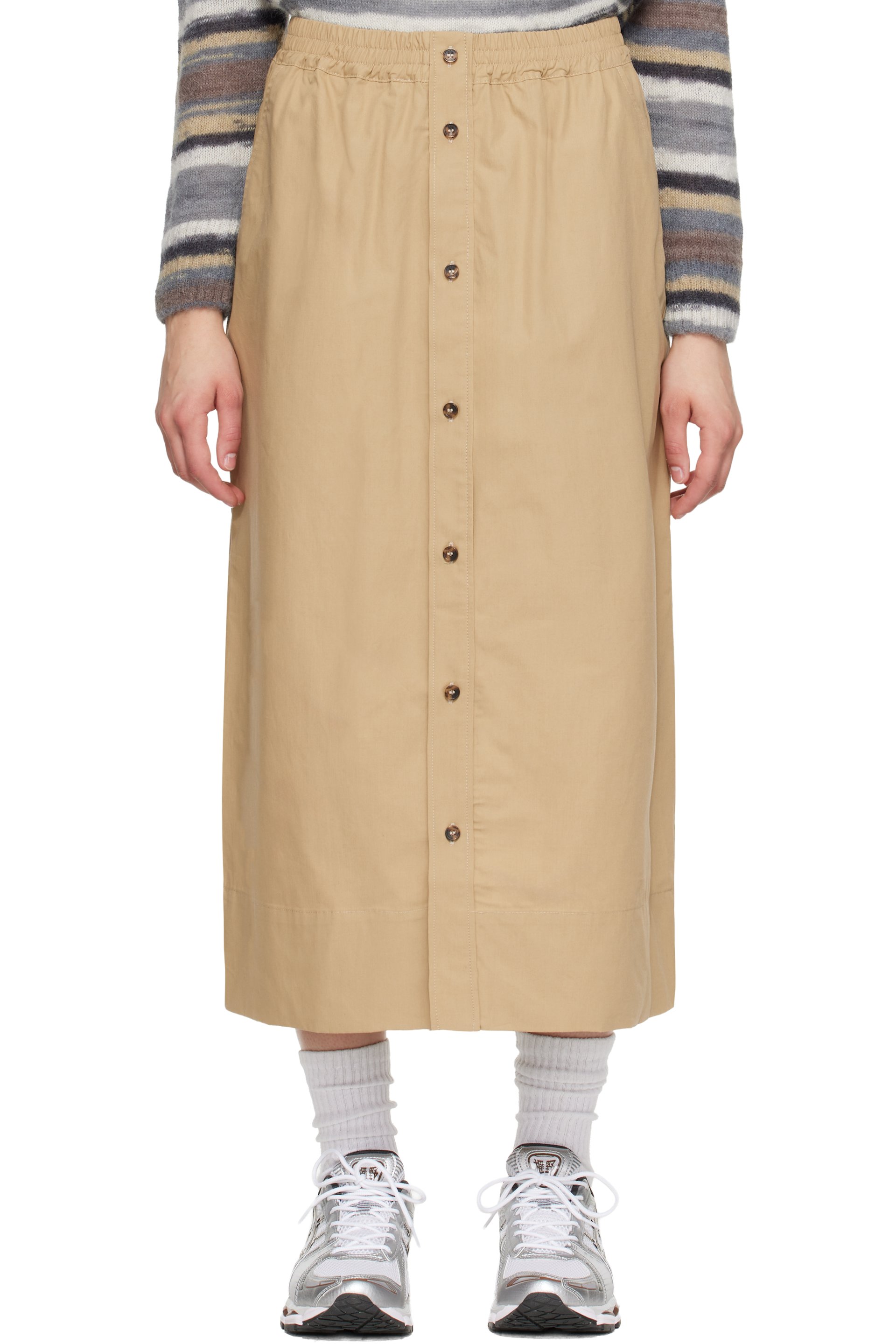 A.P.C. - Beige Organic Cotton Midi Skirt