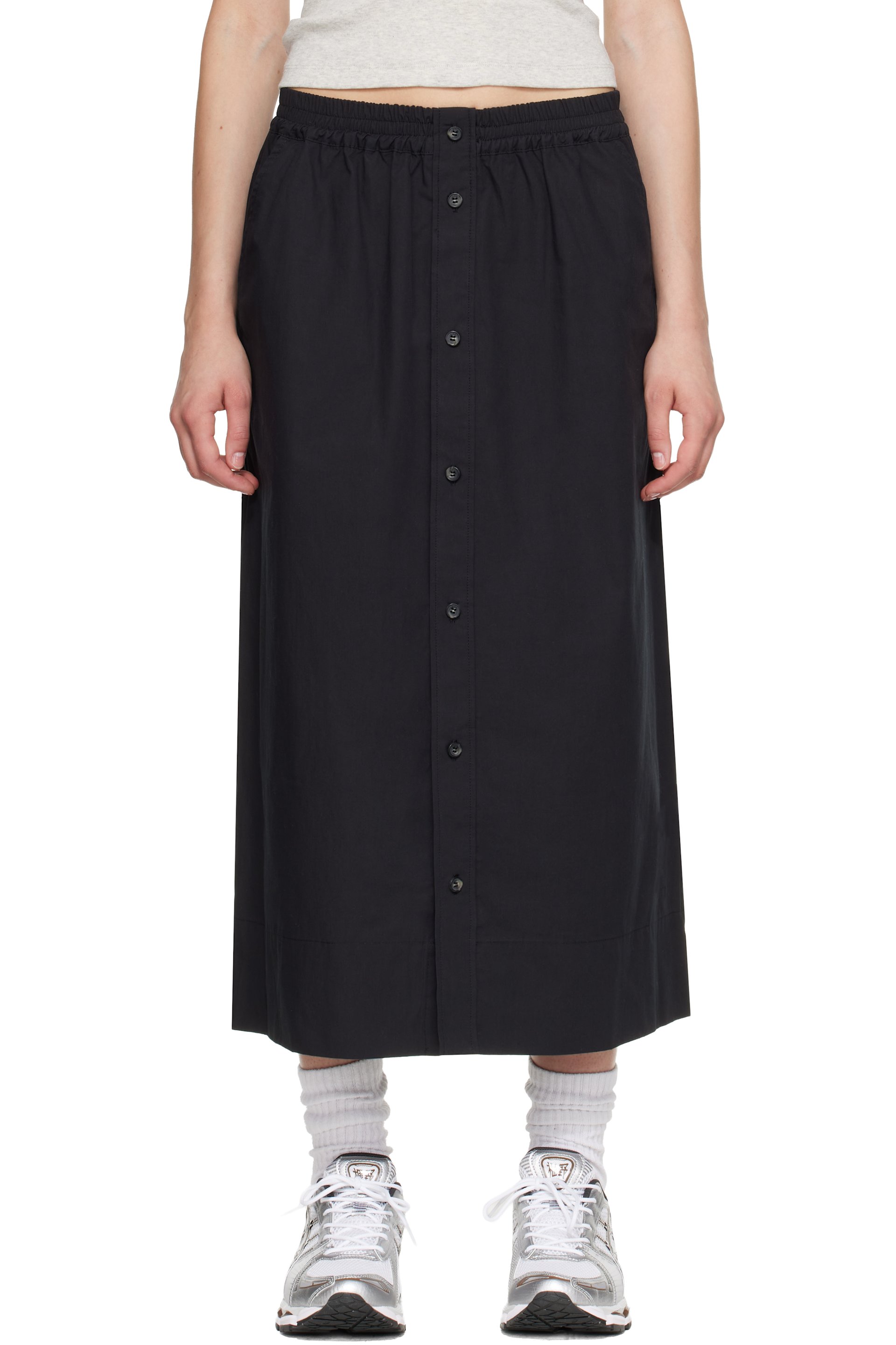 A.P.C. - Black Organic Cotton Midi Skirt