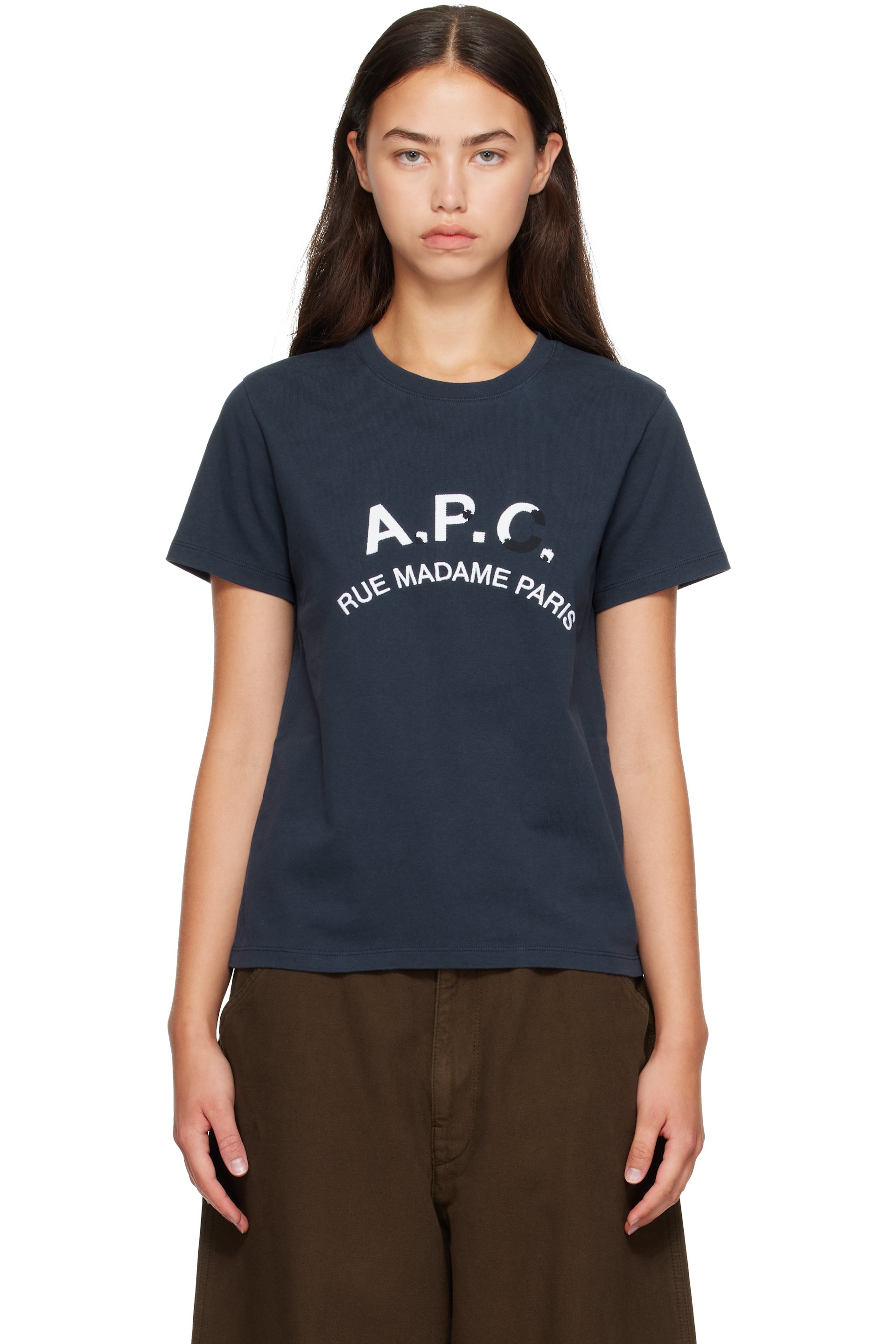 A.P.C. - Navy Vintage-Effect 'A.P.C.' Logo T-shirt