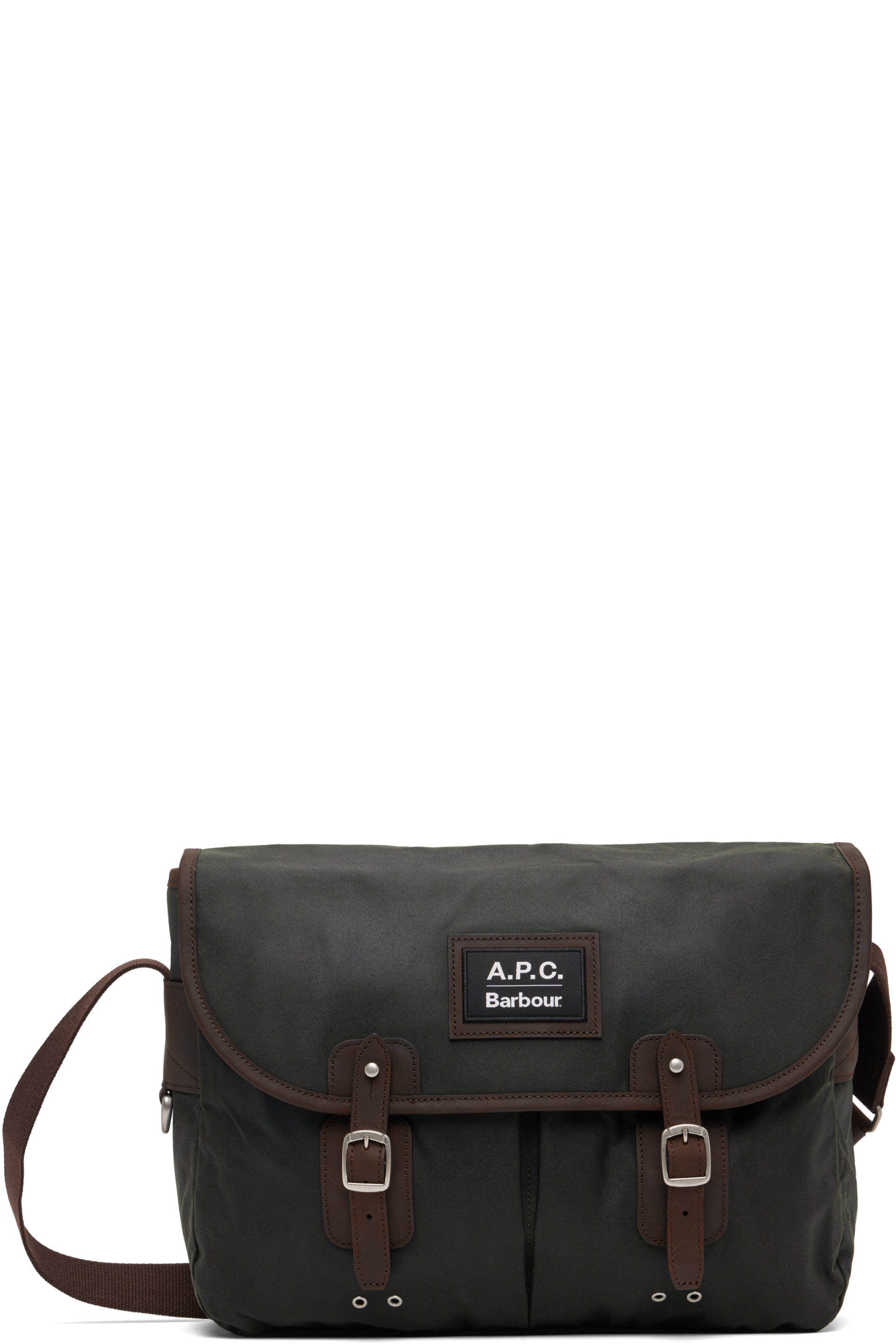 A.P.C. - Khaki Barbour Edition Wax Tarras Bag