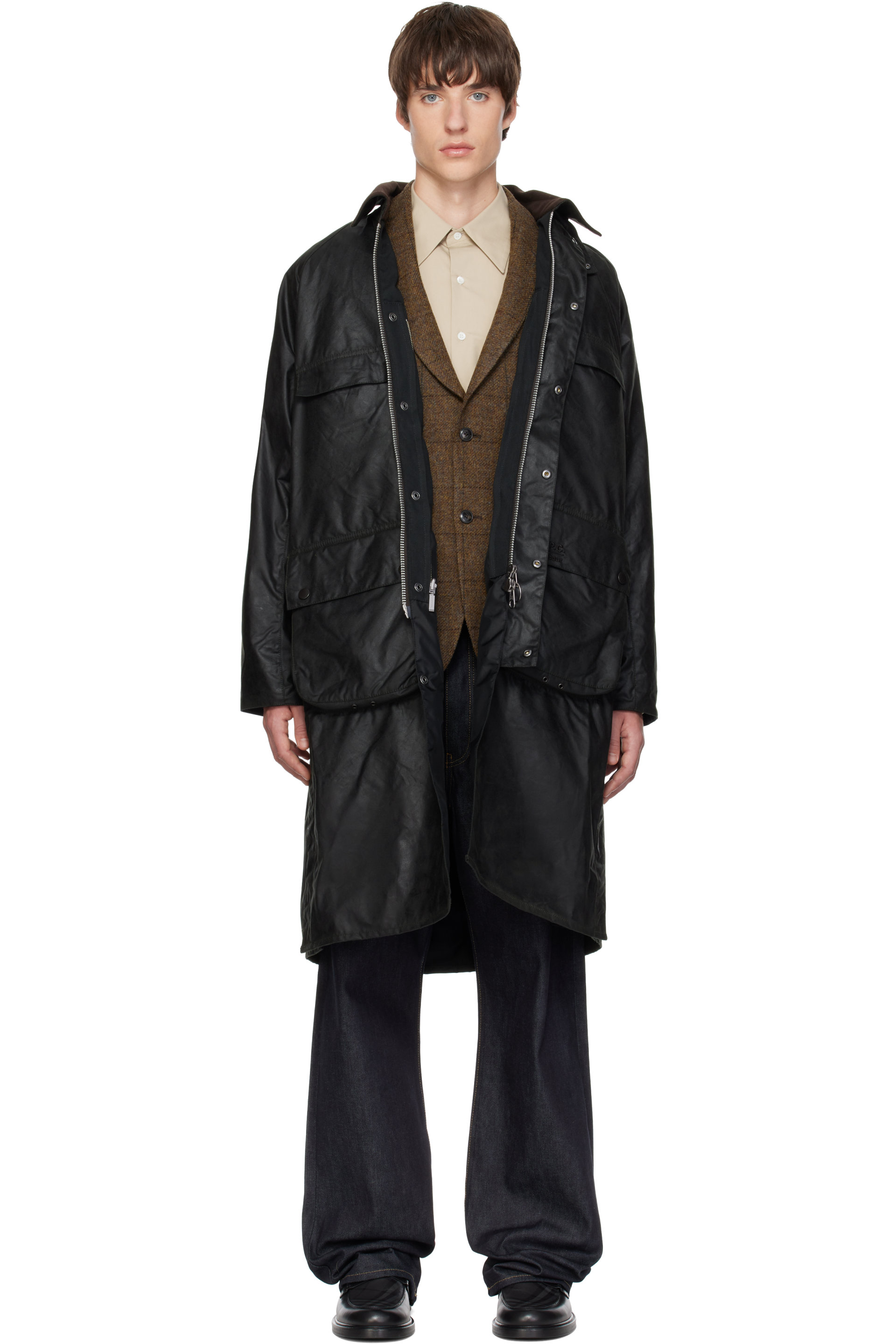 A.P.C. - 绿色 Barbour 联名 Sugarlump Bedale Long Waxed 大衣