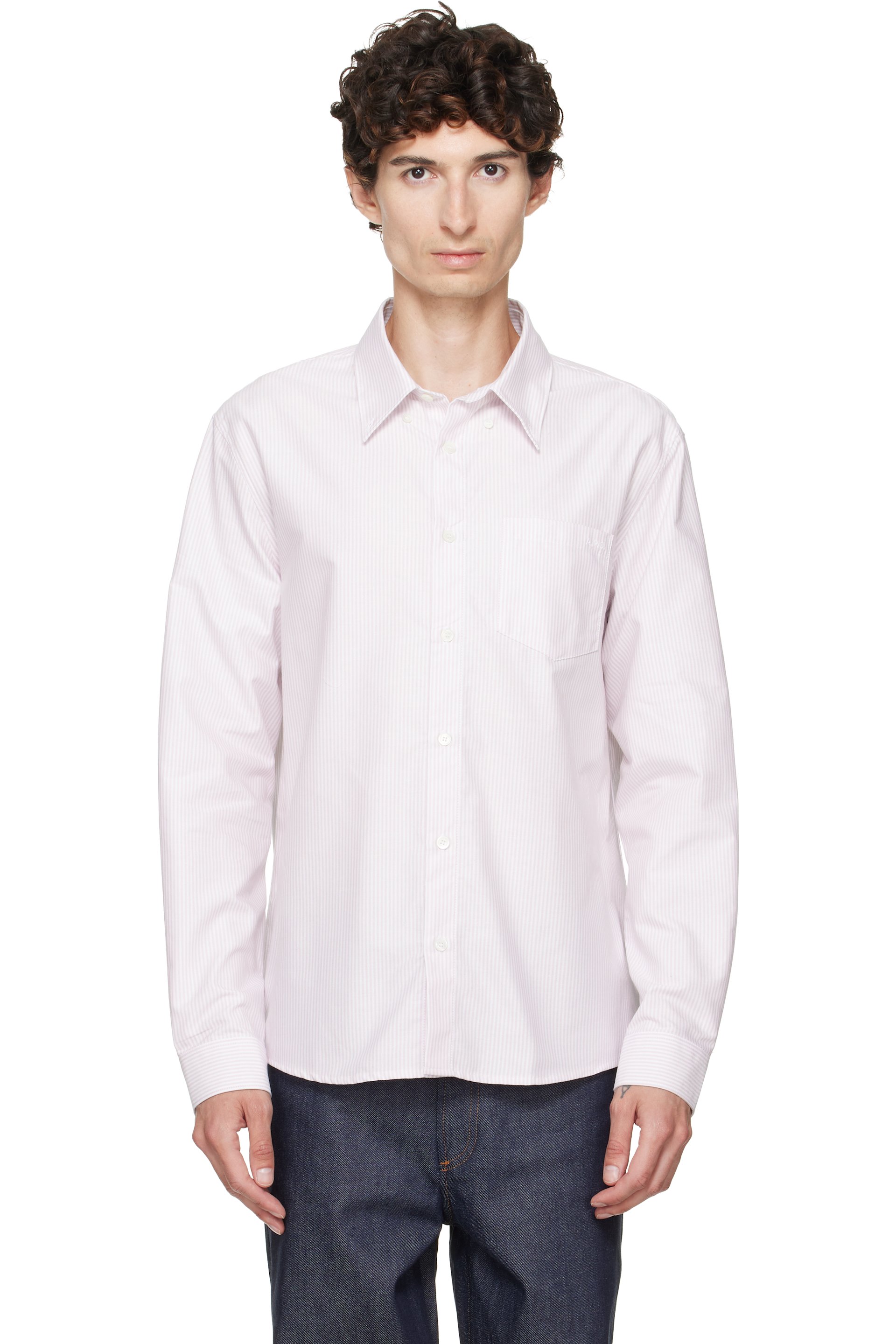 A.P.C. - Pink & White New Greg Shirt
