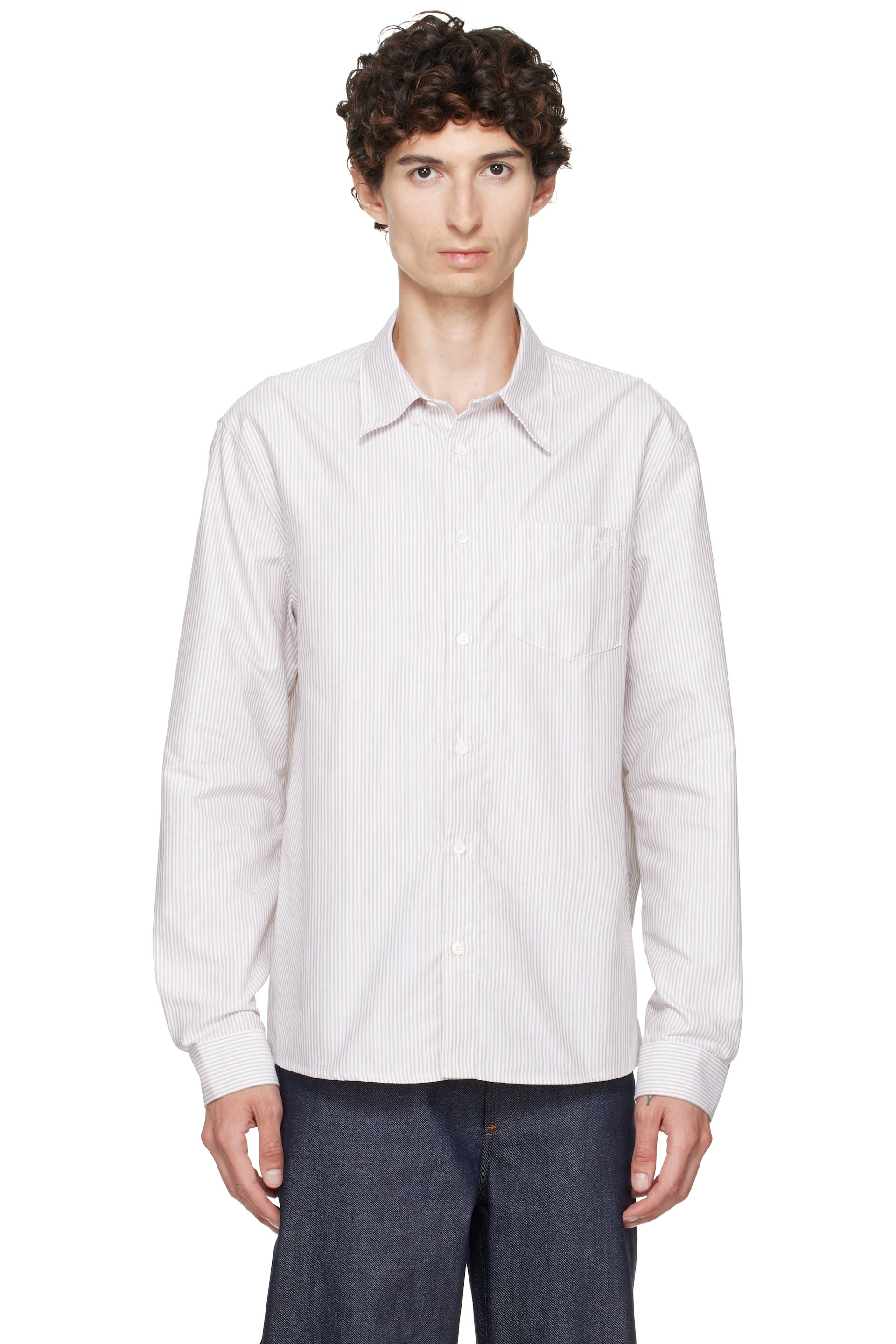 A.P.C. - Beige & White New Greg Shirt