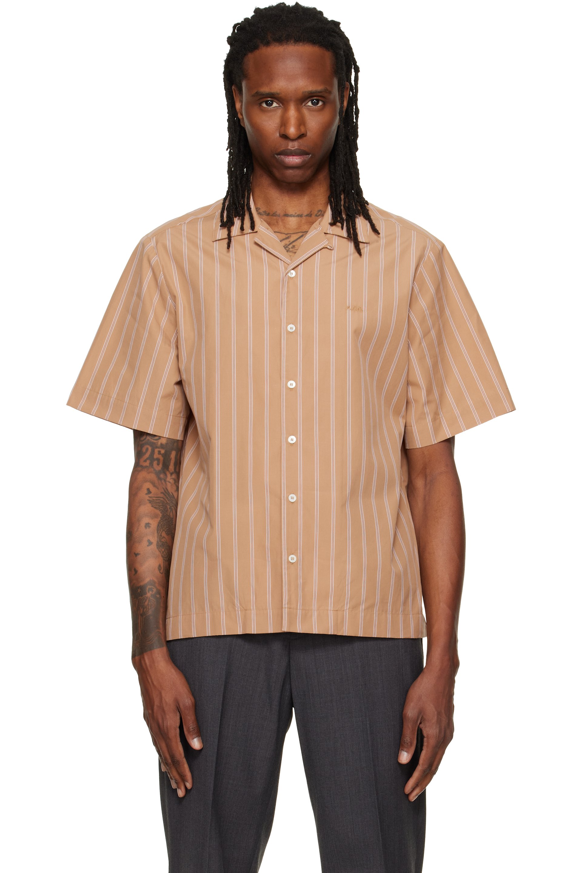 A.P.C. - Chemise à manches courtes Beckett beige