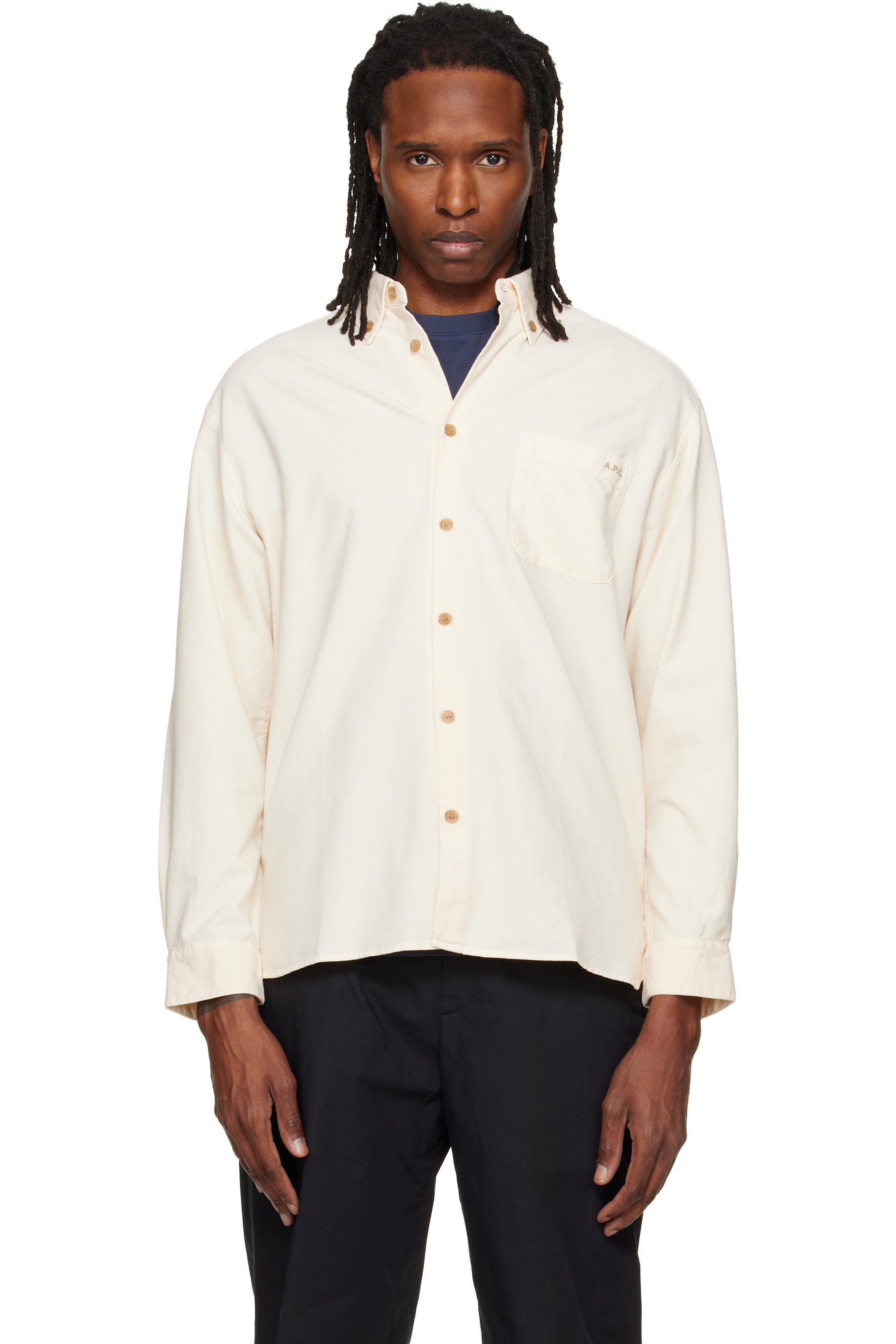 A.P.C. - Chemise Mateo blanc cassé à logo