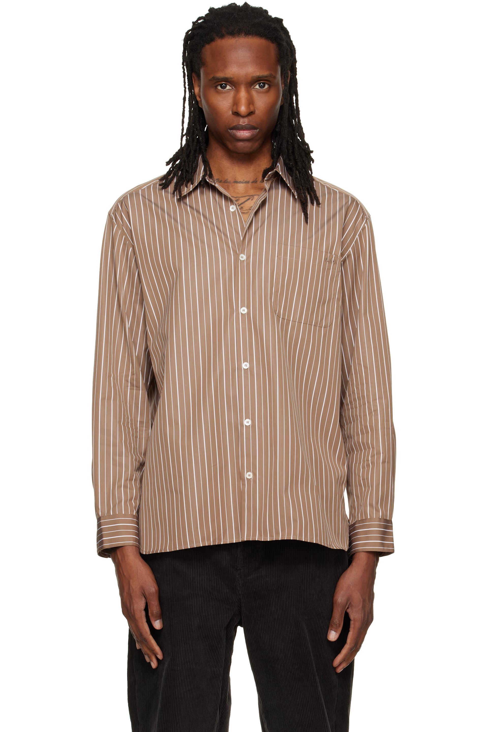 A.P.C. - Chemise Malo brune à logo