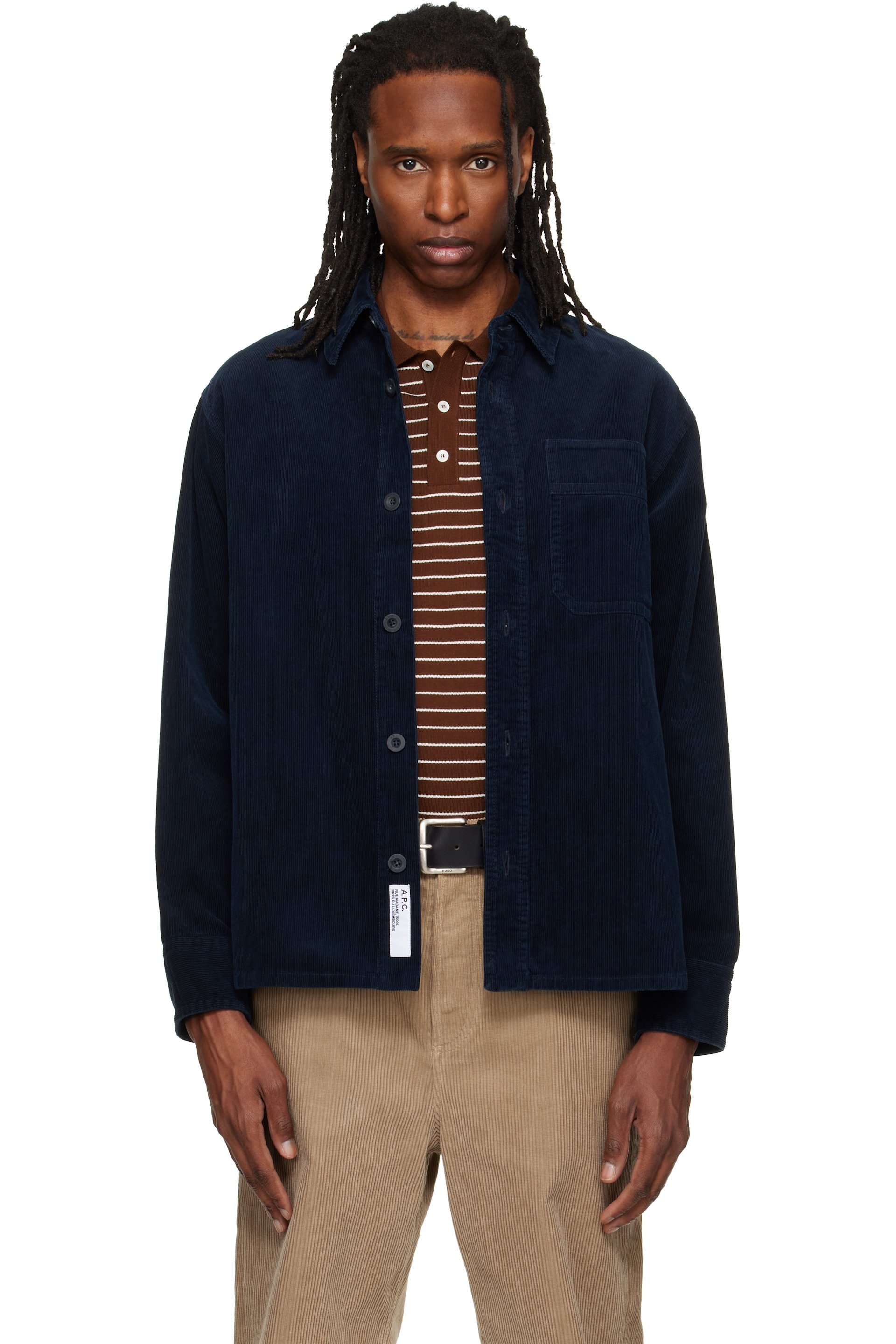 A.P.C. - Surchemise Basile bleu marine à logo