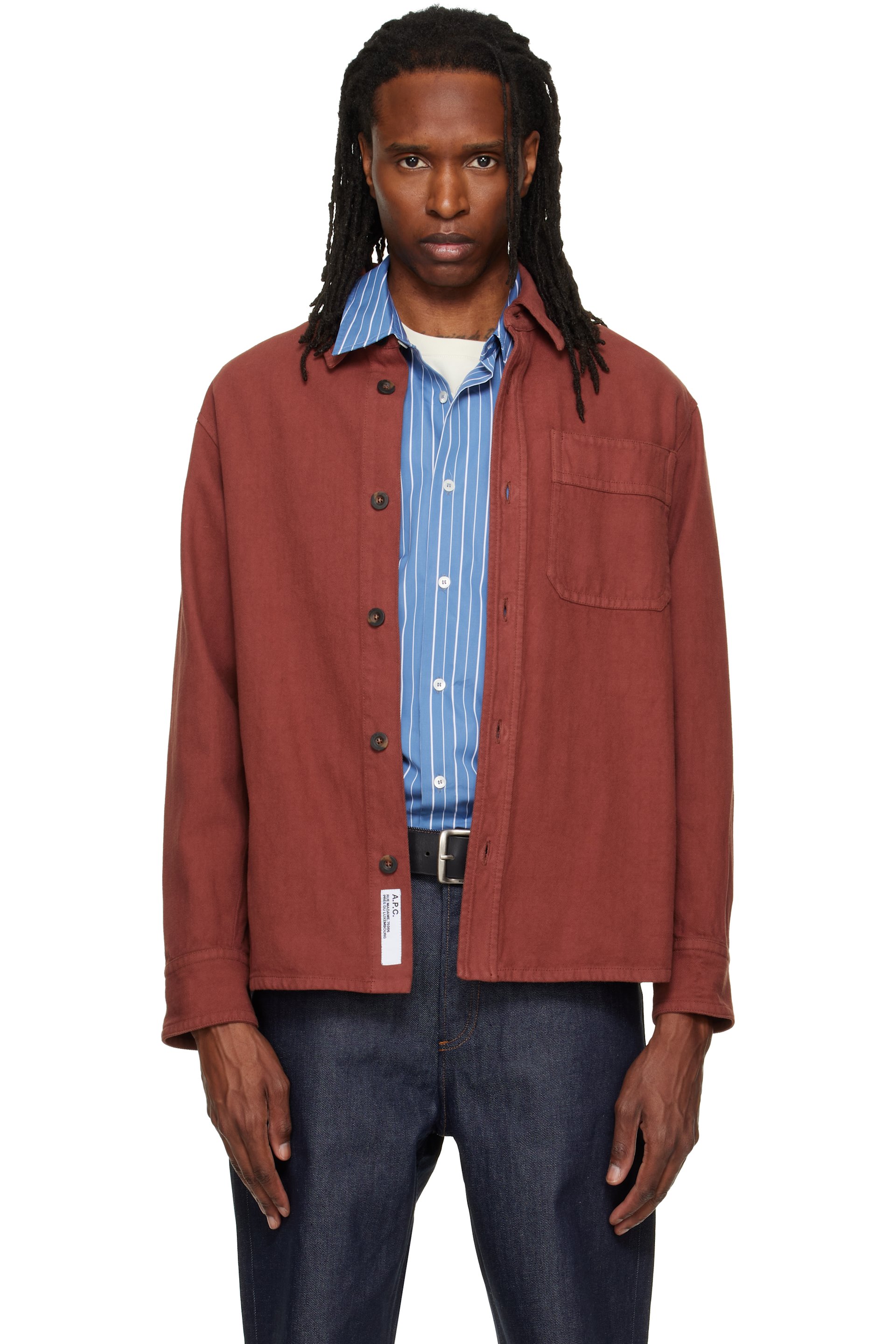 A.P.C. - Surchemise Basile bourgogne à logo