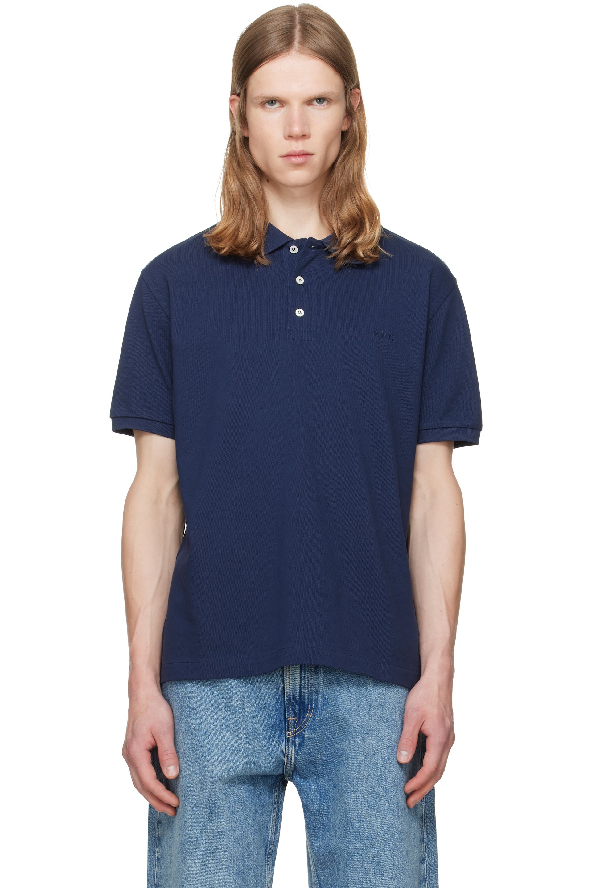A.P.C. - Navy Cotton Piqué Polo