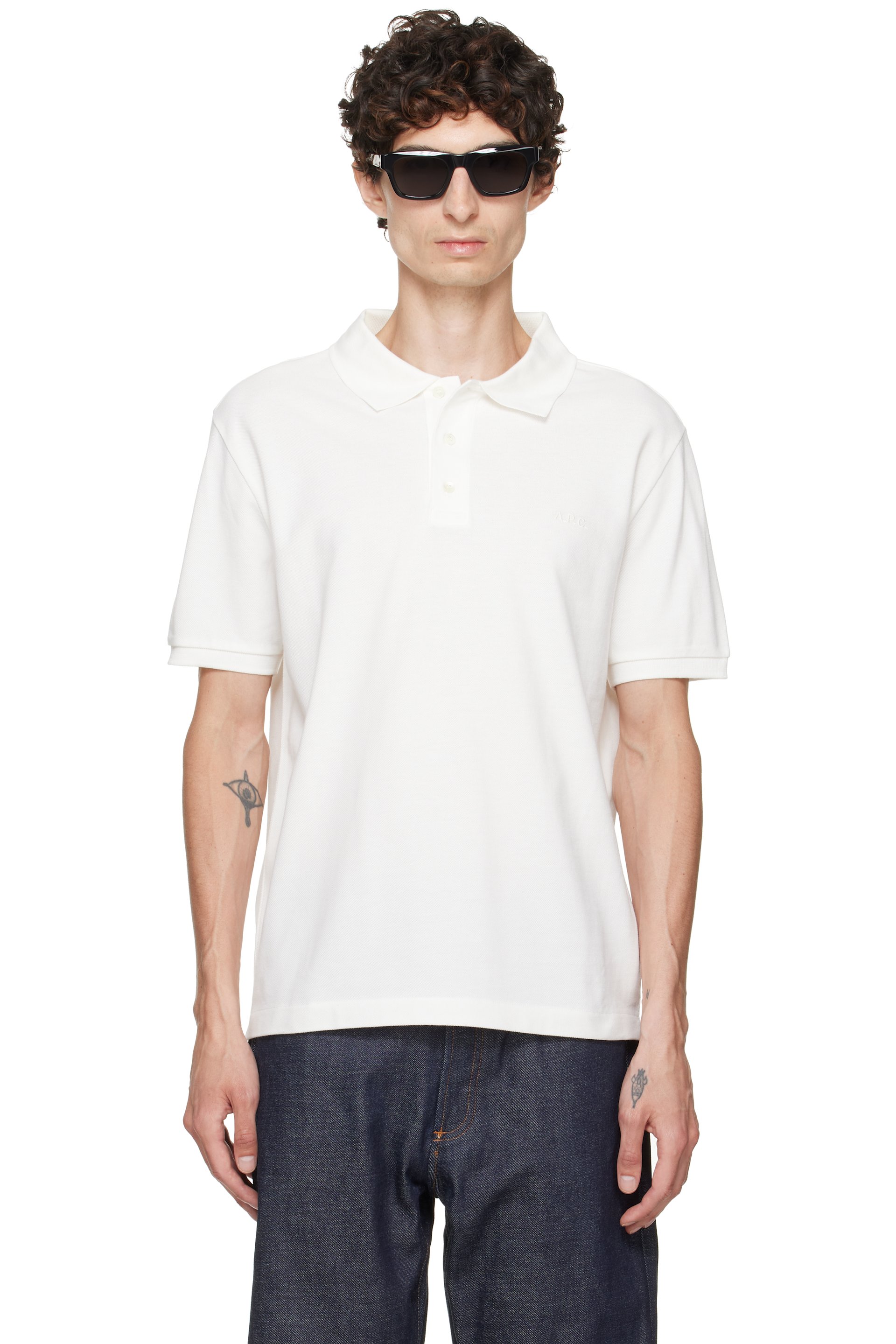 A.P.C. - White Cotton Piqué Polo