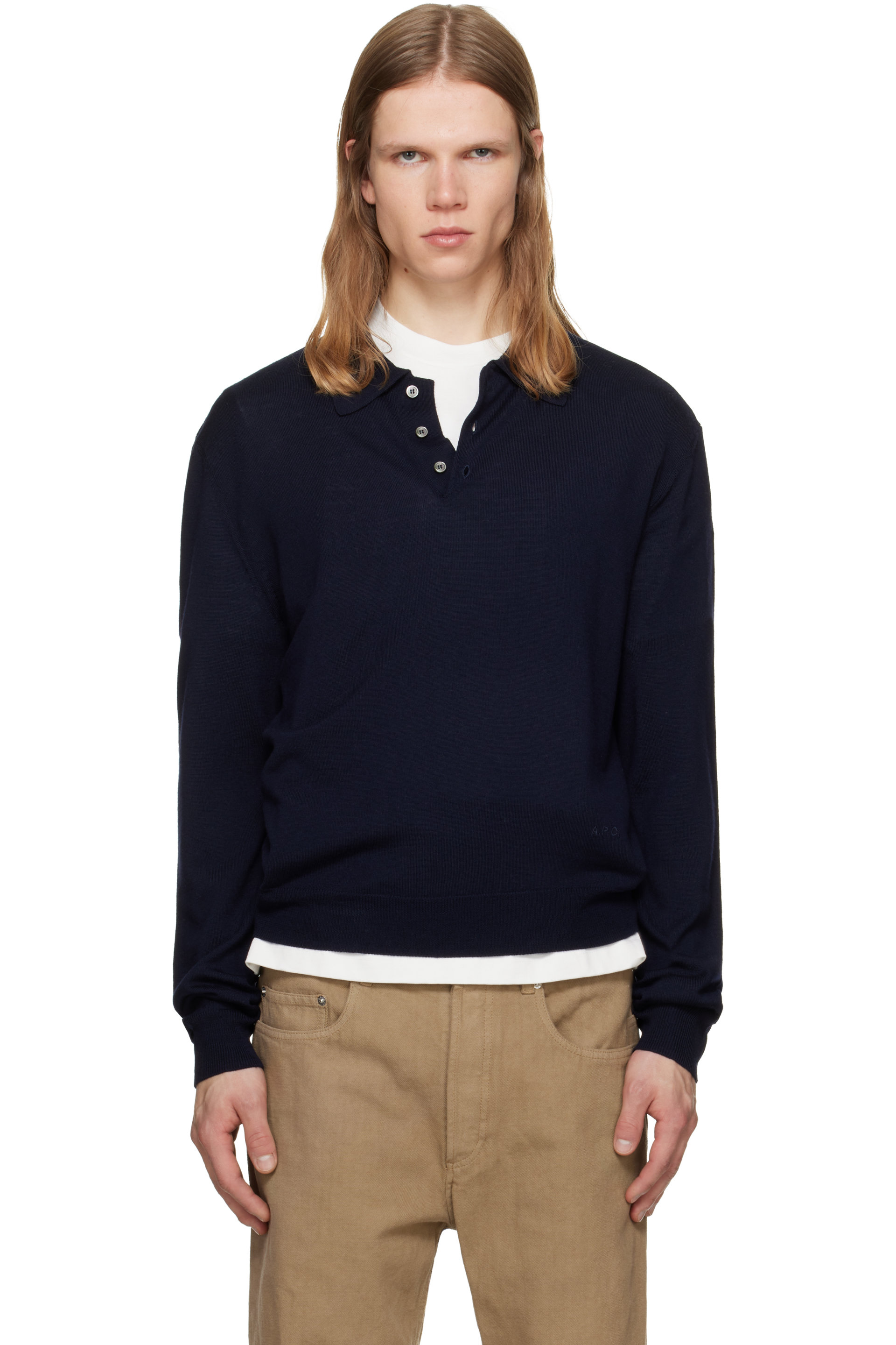 A.P.C. - Navy Riou Wool Polo