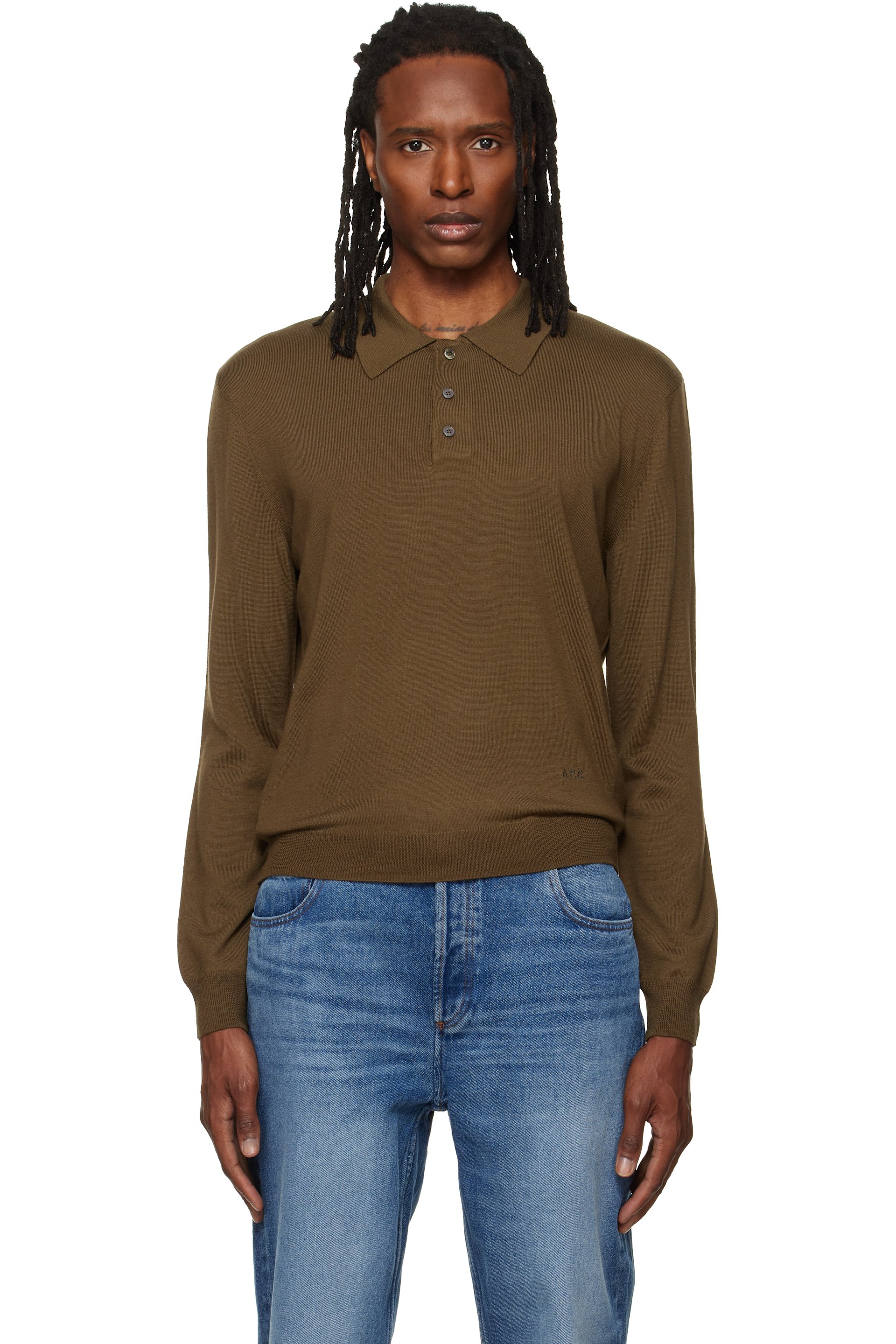 A.P.C. - Khaki Wool Polo