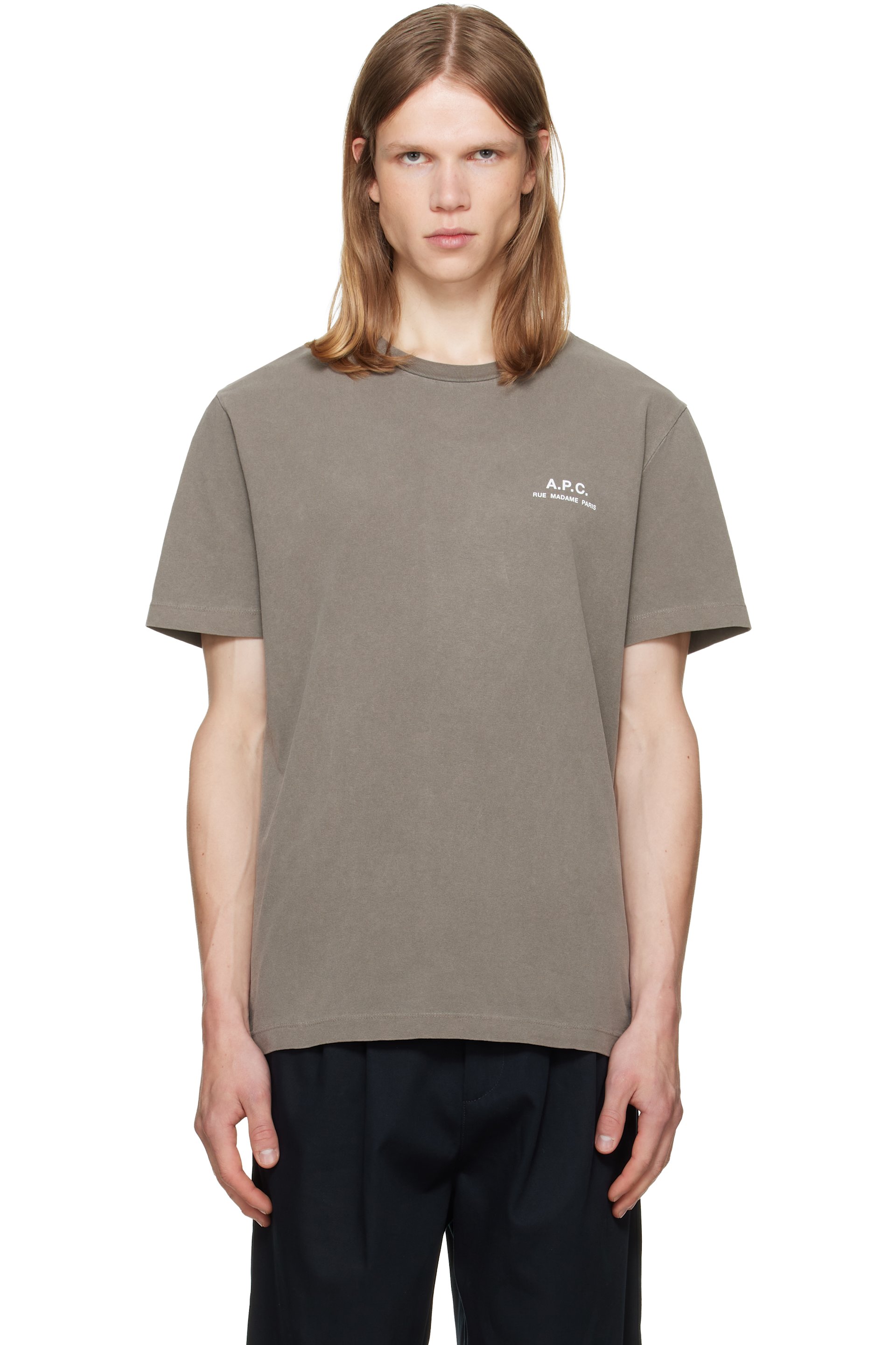 A.P.C. - Gray 'A.P.C. Rue Madame' Logo T-shirt