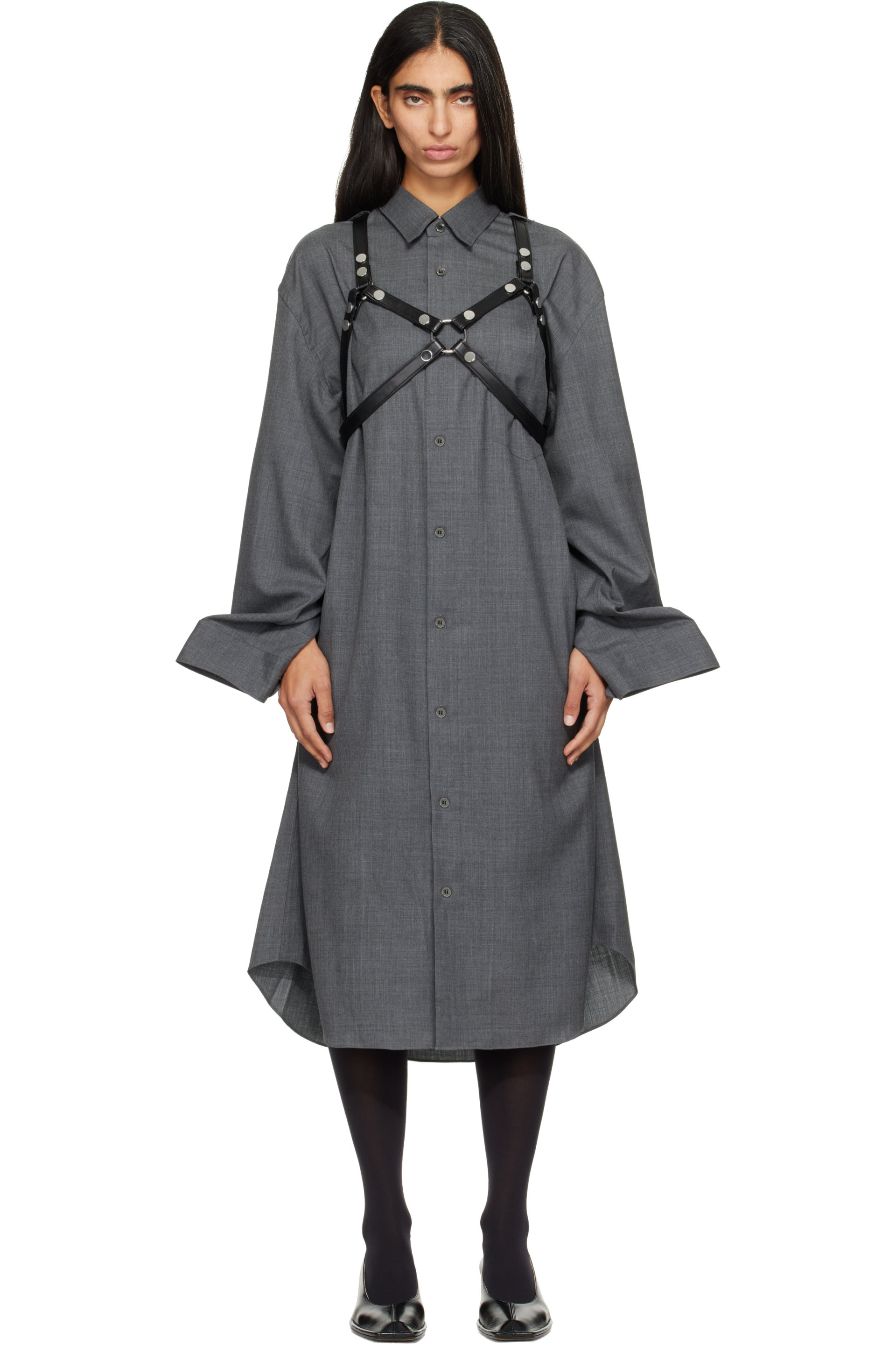 Junya Watanabe - Gray Harness Wool Midi Dress