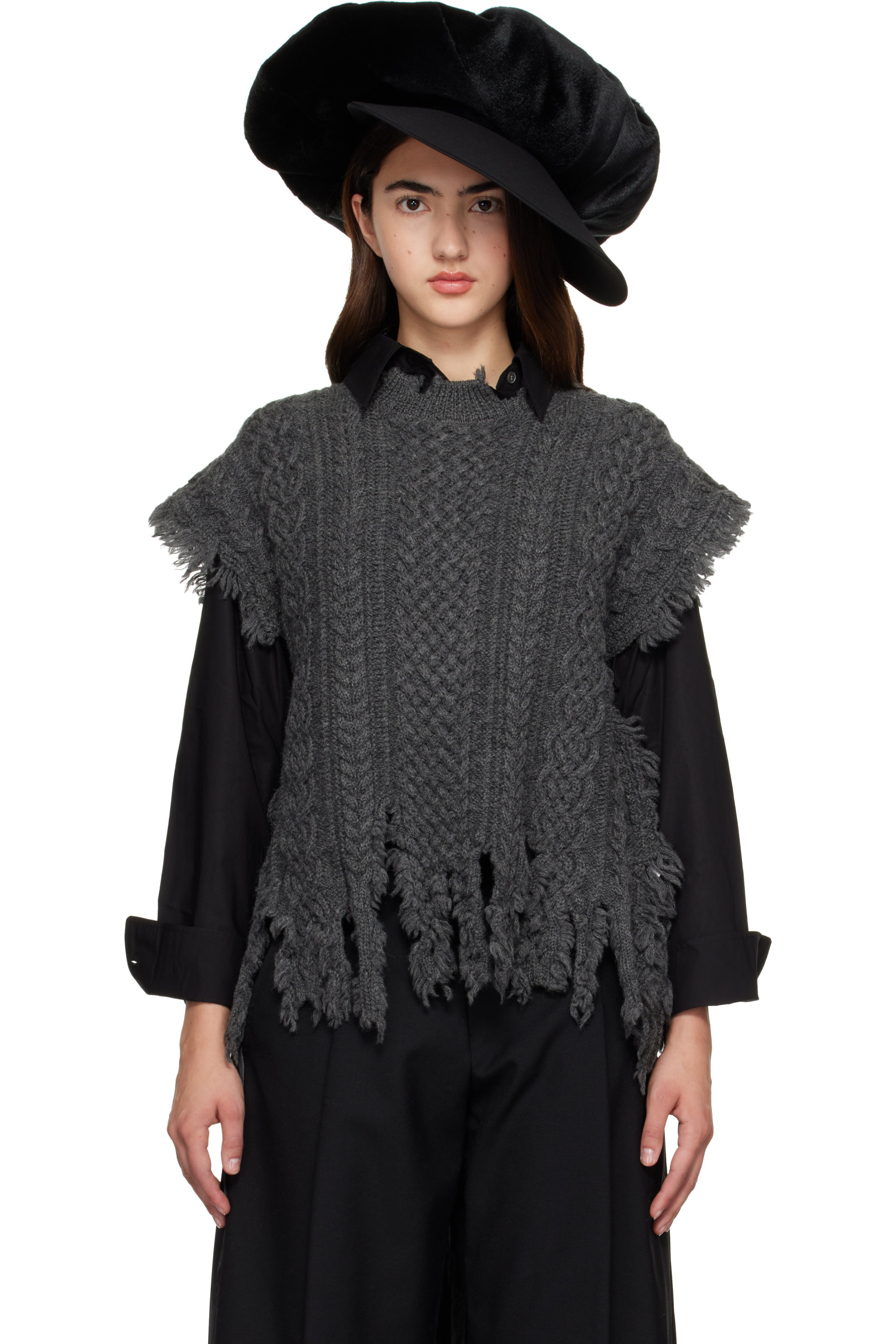 Junya Watanabe - Gray Cable Knit Vest