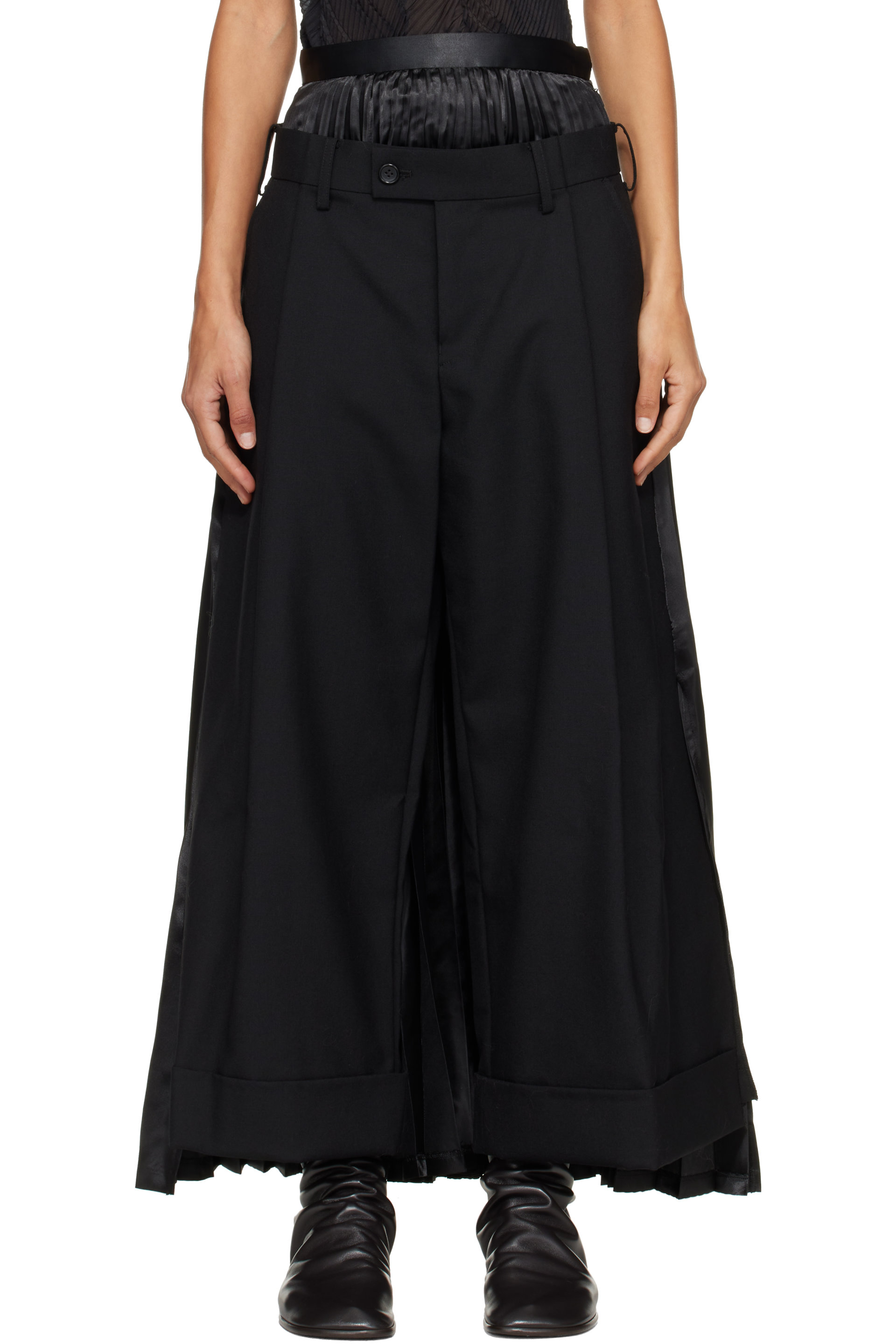 Junya Watanabe - Black Wool Skirt Trousers