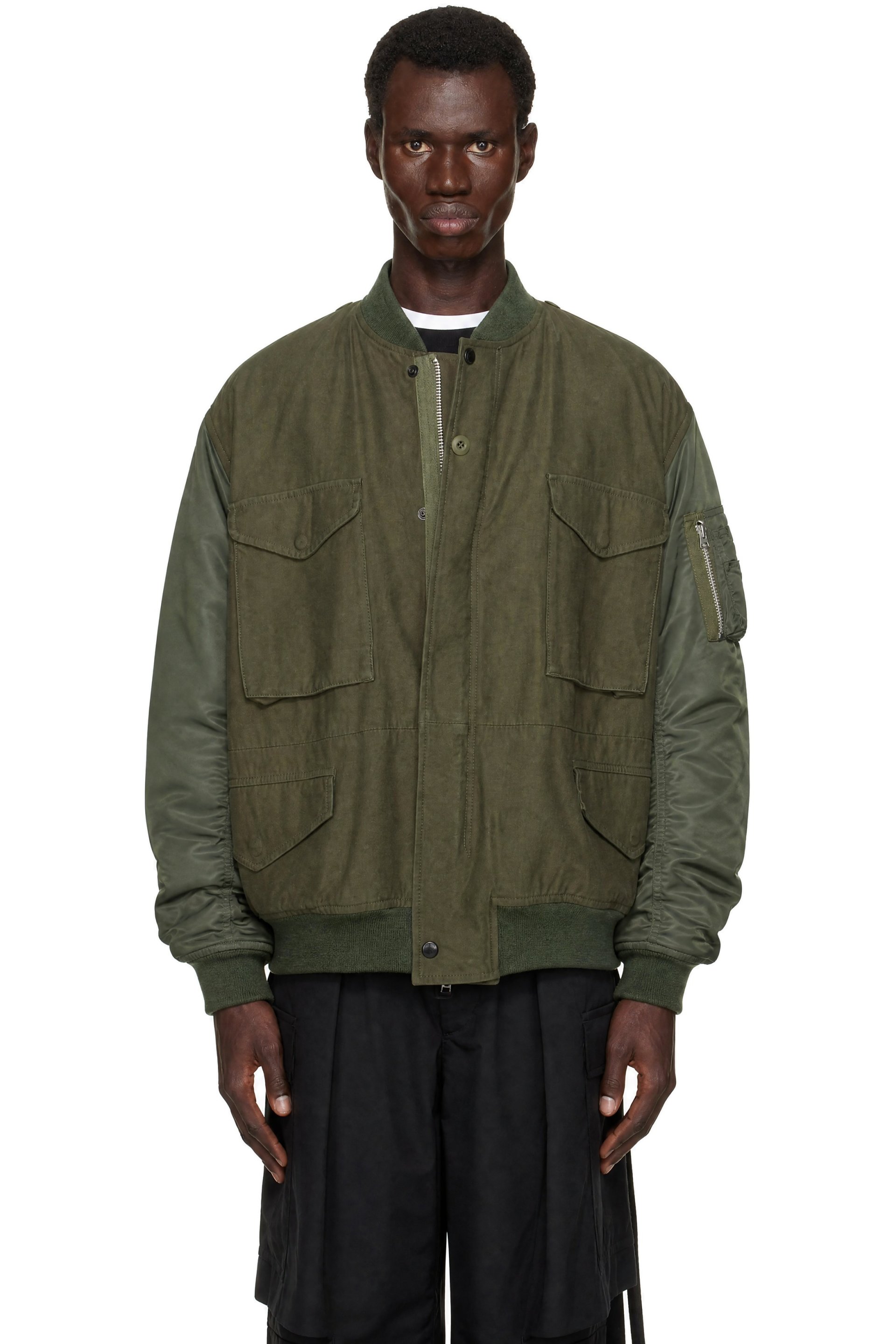 Junya Watanabe - Khaki Needles Edition Satin eYe Bomber Jacket
