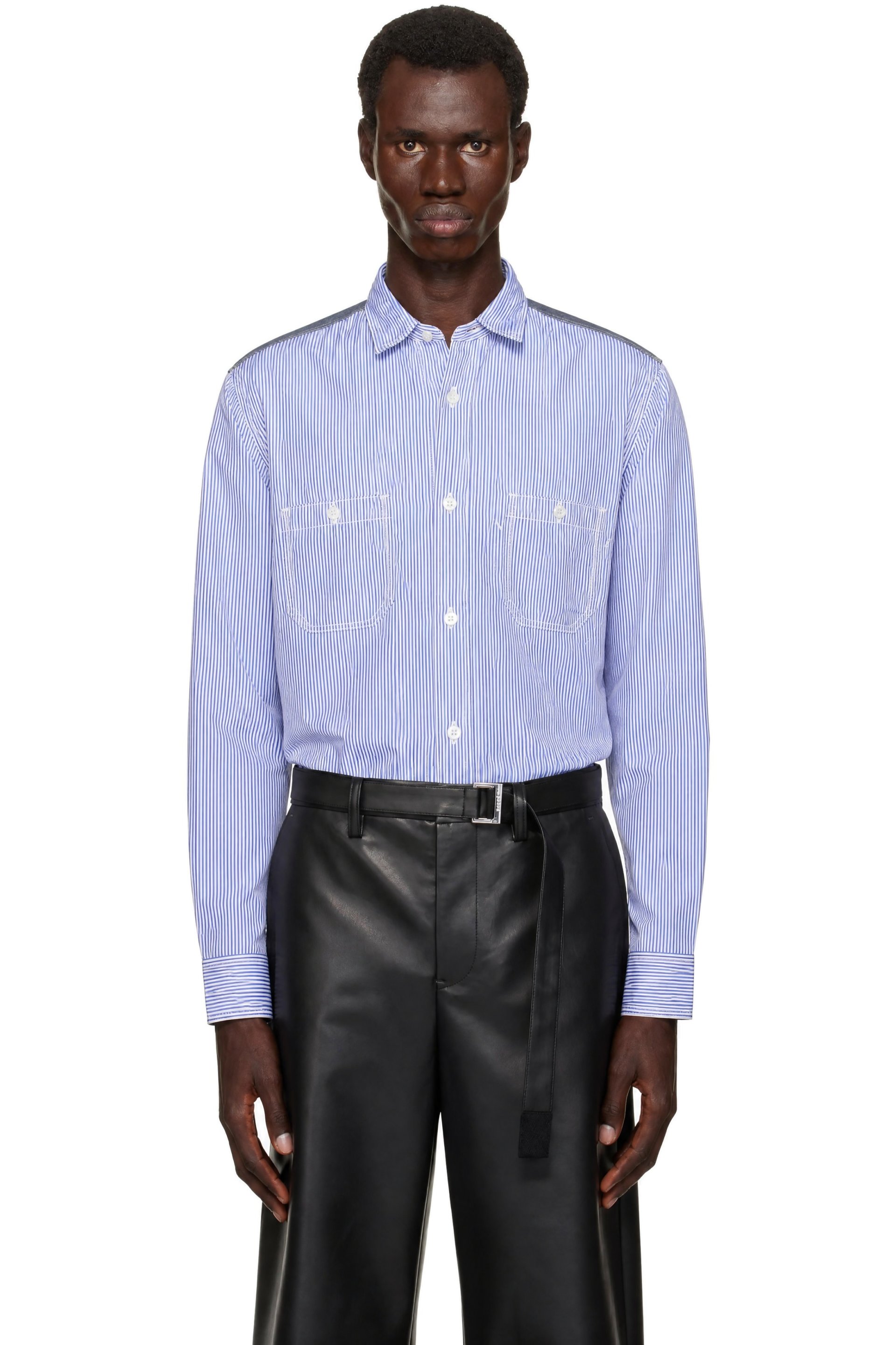 Junya Watanabe - White & Blue Cotton Striped Shirt