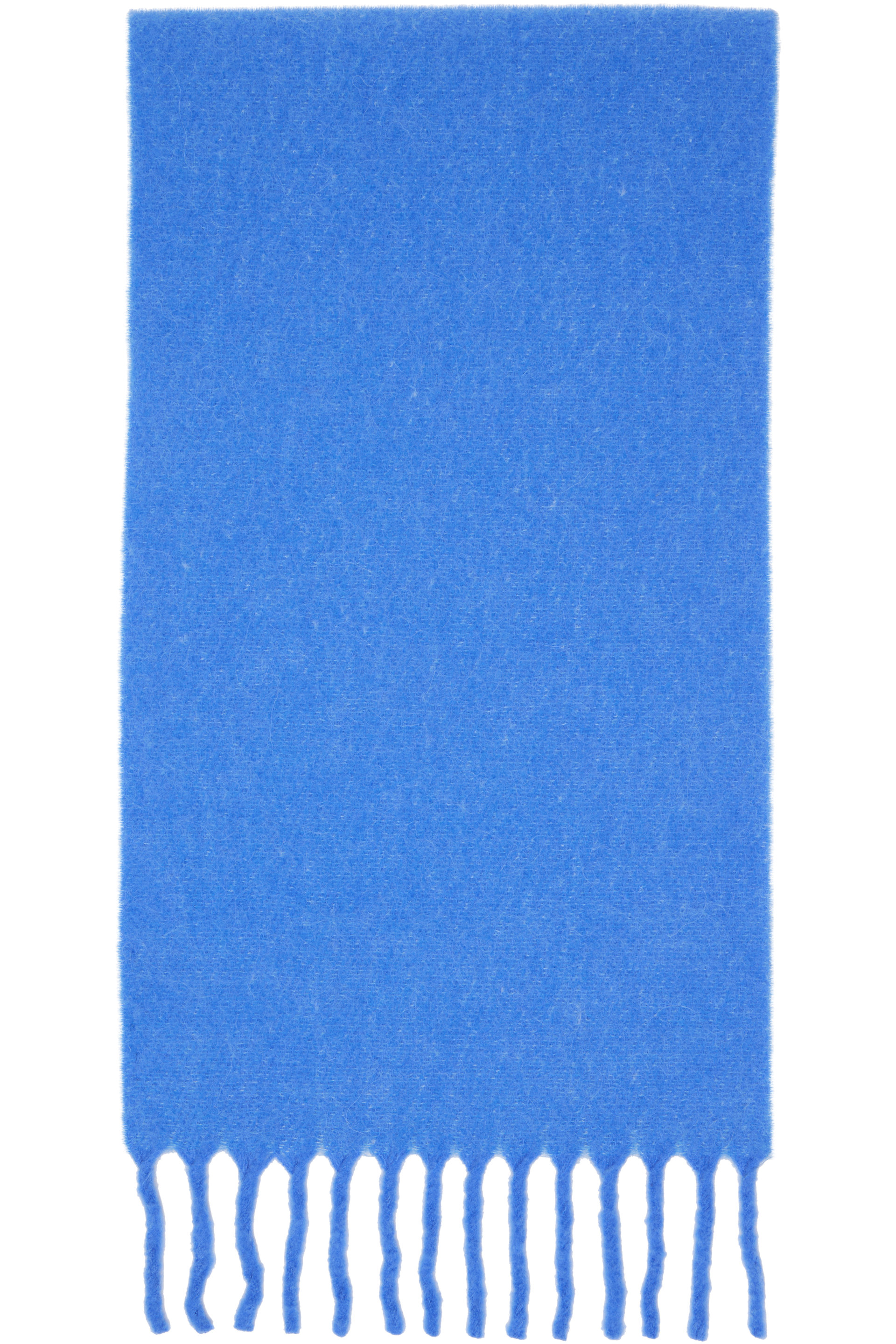 Lanvin - Écharpe bleue en flanelle brossée à écussons