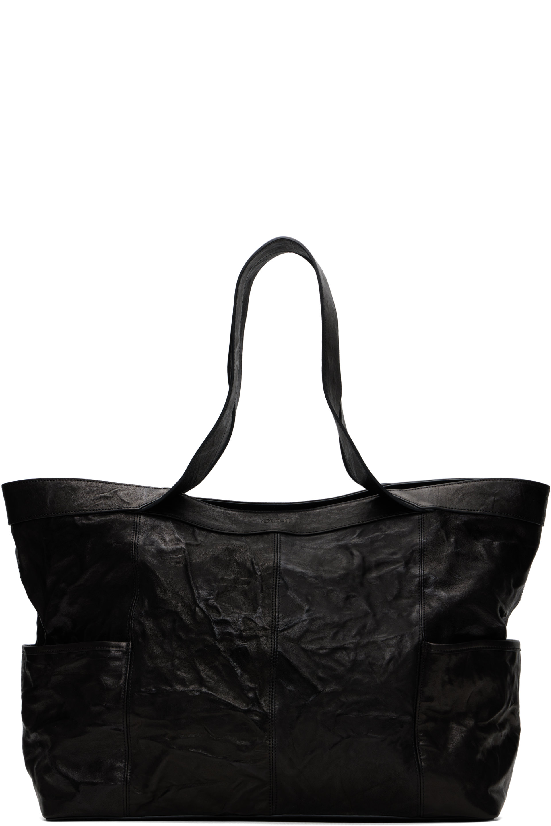 COOR - Black Multi Pocket Crinkled Lambskin Tote